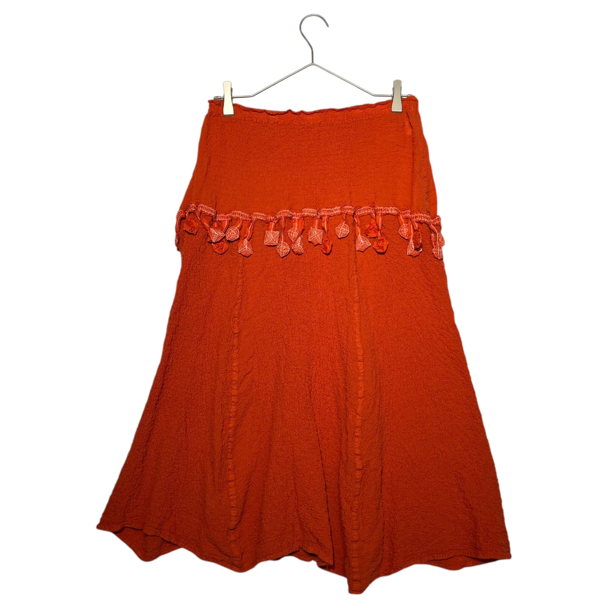 me ISSEY MIYAKE(ミーイッセイミヤケ) Wrinkled Popcorn Skirt Semi-Long シワ加工 ポップコーン スカート セミロング プリーツ MI64FG221 FREE オレンジ