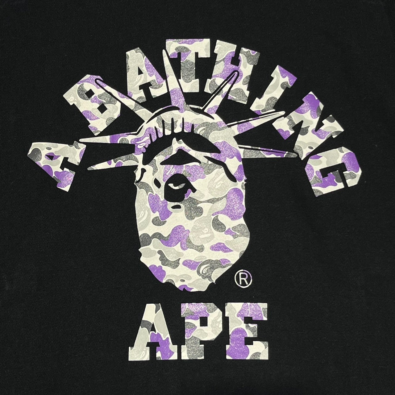 A BATHING APE(アベイシングエイプ) 00's BAPE STORE NEW YORK hoodie ニューヨーク開店記念 自由の女神 カモ プルオーバー パーカー XL ブラック Y2K