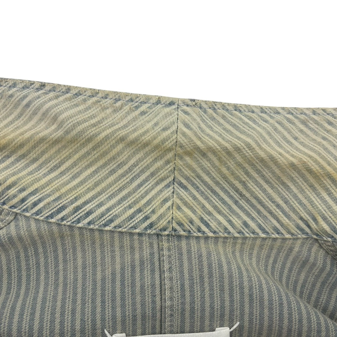 MAISON MARGIELA(メゾンマルジェラ) 21SS Vintage-Processed Hickory Coveralls ヴィンテージ加工 ヒッコリー カバーオール S50DL0457 38(M程度) スカイブルー×ホワイト ジャケット