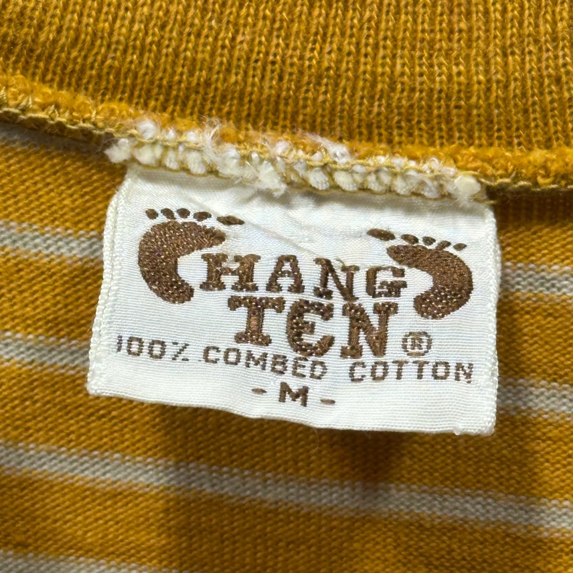 HANG TEN HANGTEN(ハンテン) 60's~70's Pocket Border T-Shirt ポケット ボーダー Tシャツ M イエロー×グレー 60年代～70年代 ヴィンテージ