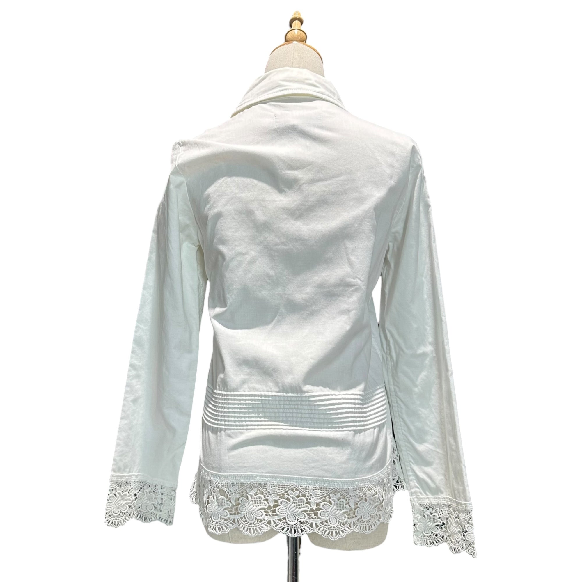 tricot COMME des GARCONS(トリココムデギャルソン) 03SS Hem＆Sleeves Lace Cotton L/S Shirt 裾 袖 レース コットン 長袖 シャツ TI-B020 S ホワイト AD2002 00's