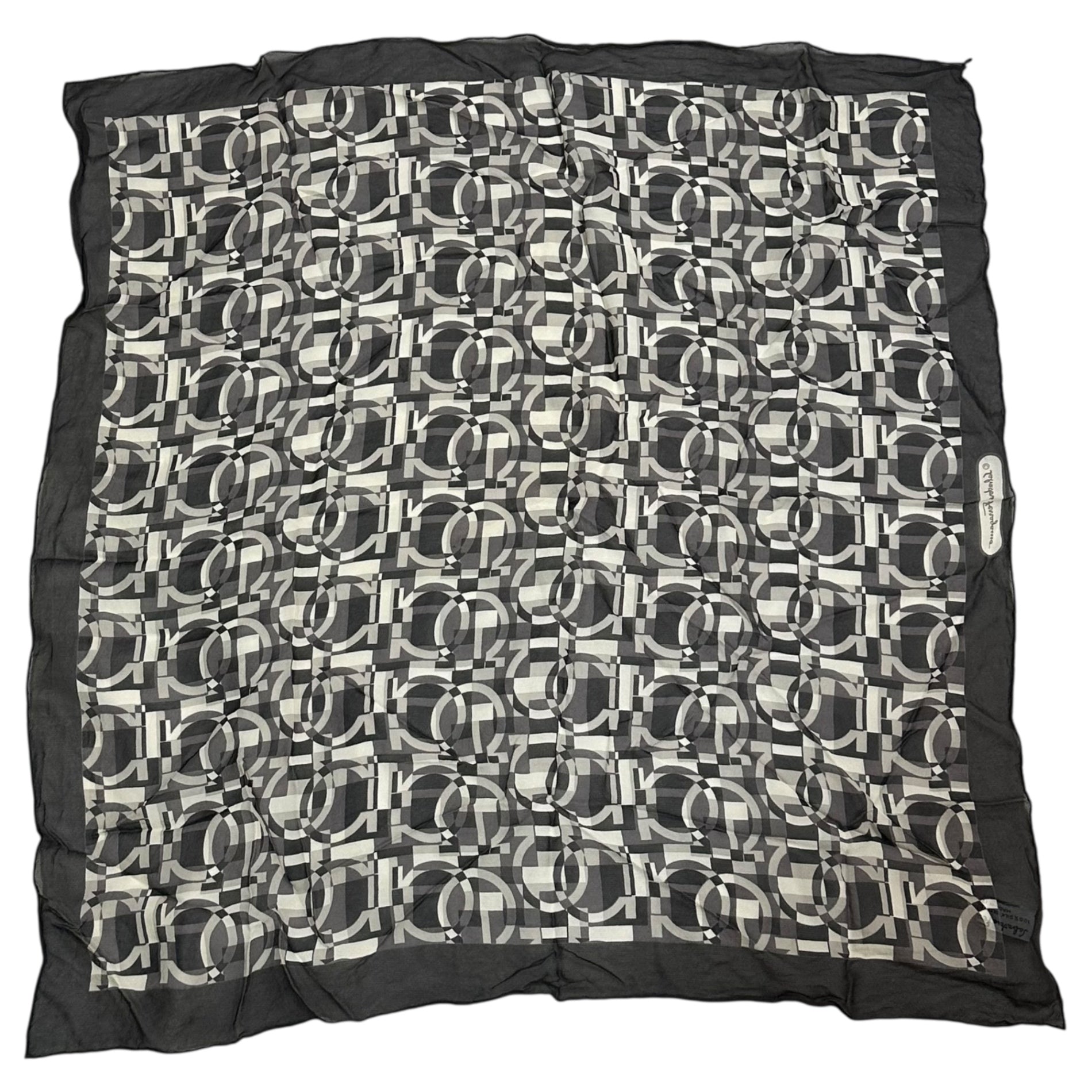 Salvatore Ferragamo(サルヴァトーレフェラガモ) Logo silk scarf ロゴ シルク スカーフ グレー