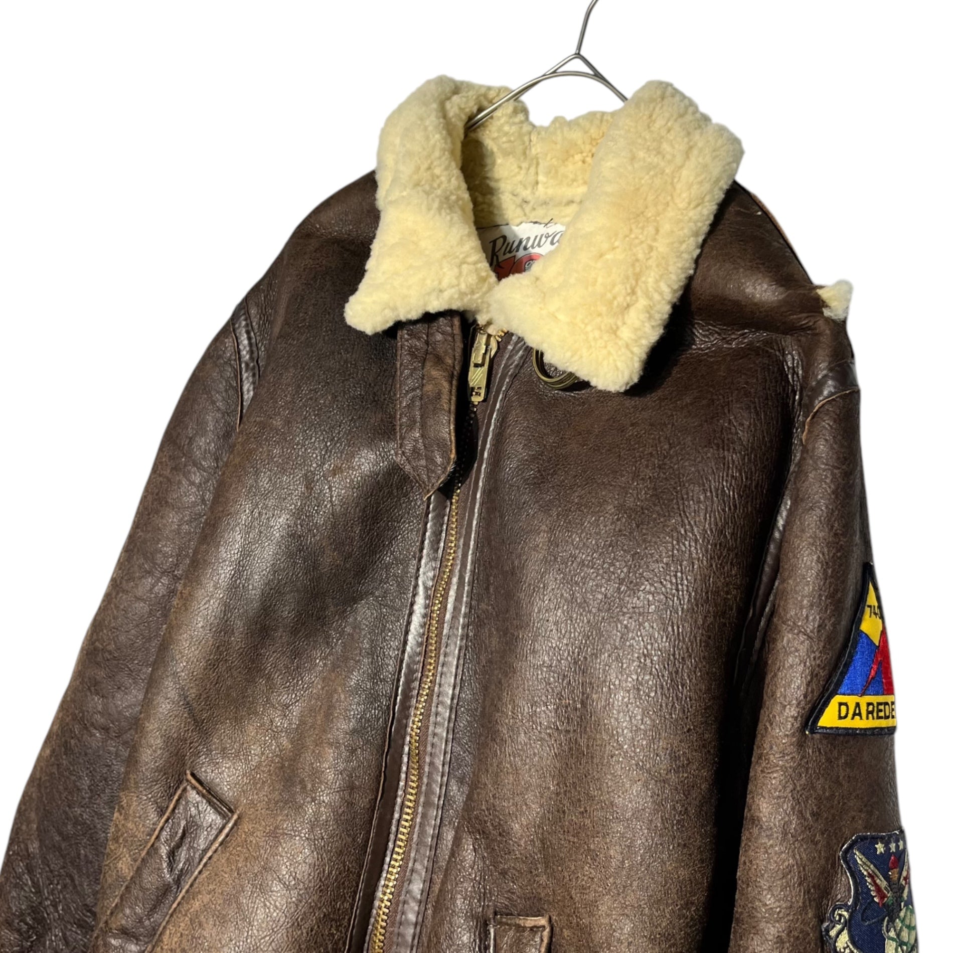 RUNWAY BY TANCO(ランウェイバイタンコ) B3 Shearling flight jacket ムートン フライト ジャケット 38(M) ブラウン ミリタリー ボア  USA製