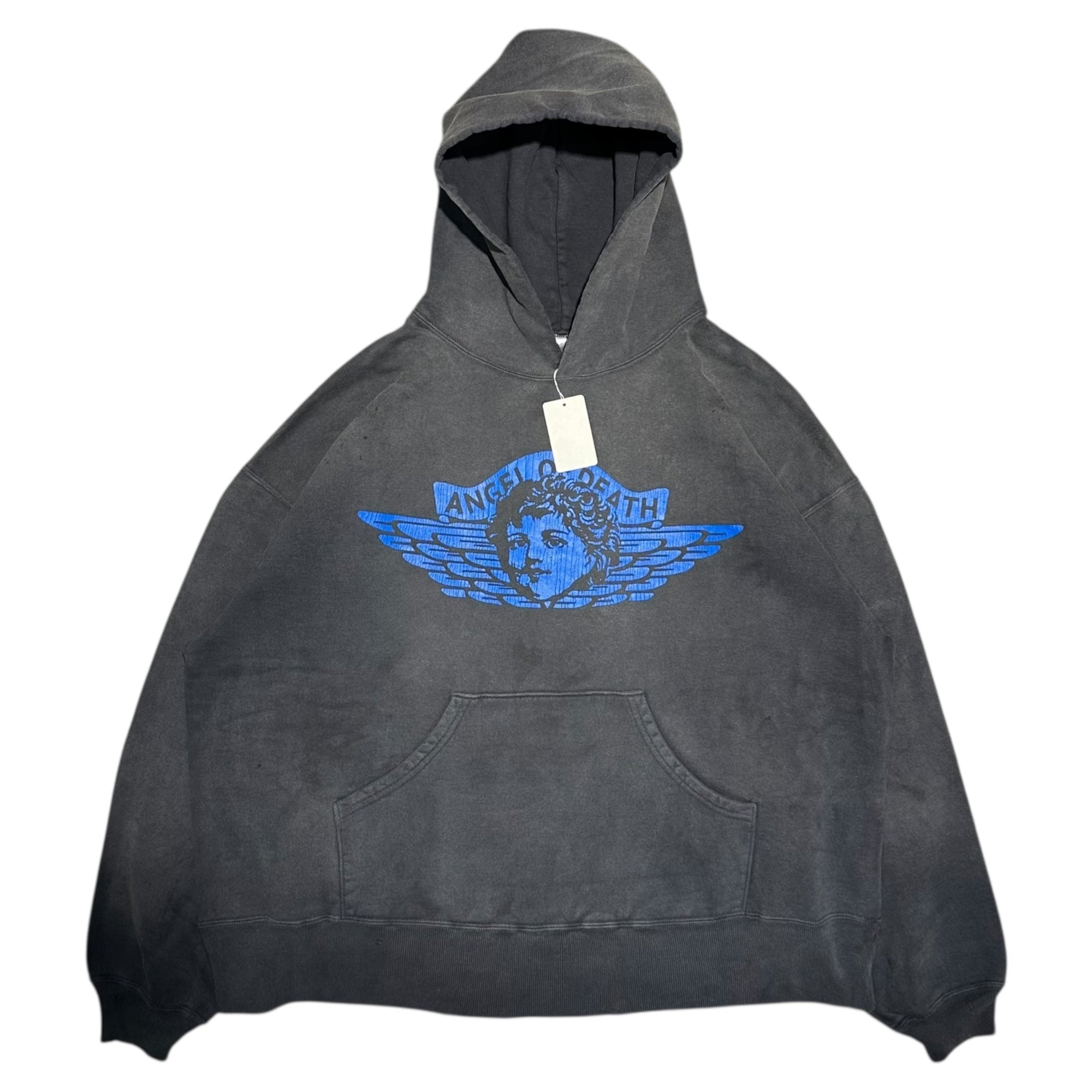 SAINT MICHAEL(セントマイケル) 25AW ANGEL HOODIE / BLACK エンジェル フーディ SM-HR1-0000-052 XL ブラック ダメージ加工 プルオーバー パーカー