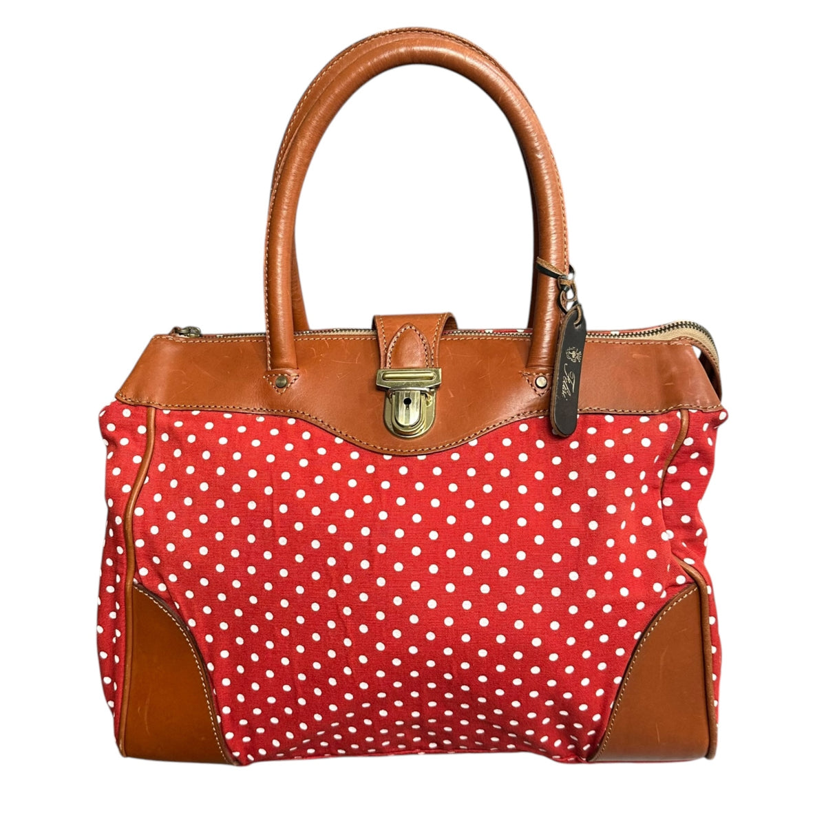 Felisi(フェリージ) Dot handbag ドット柄 ハンド バッグ レッド×ブラウン レザー