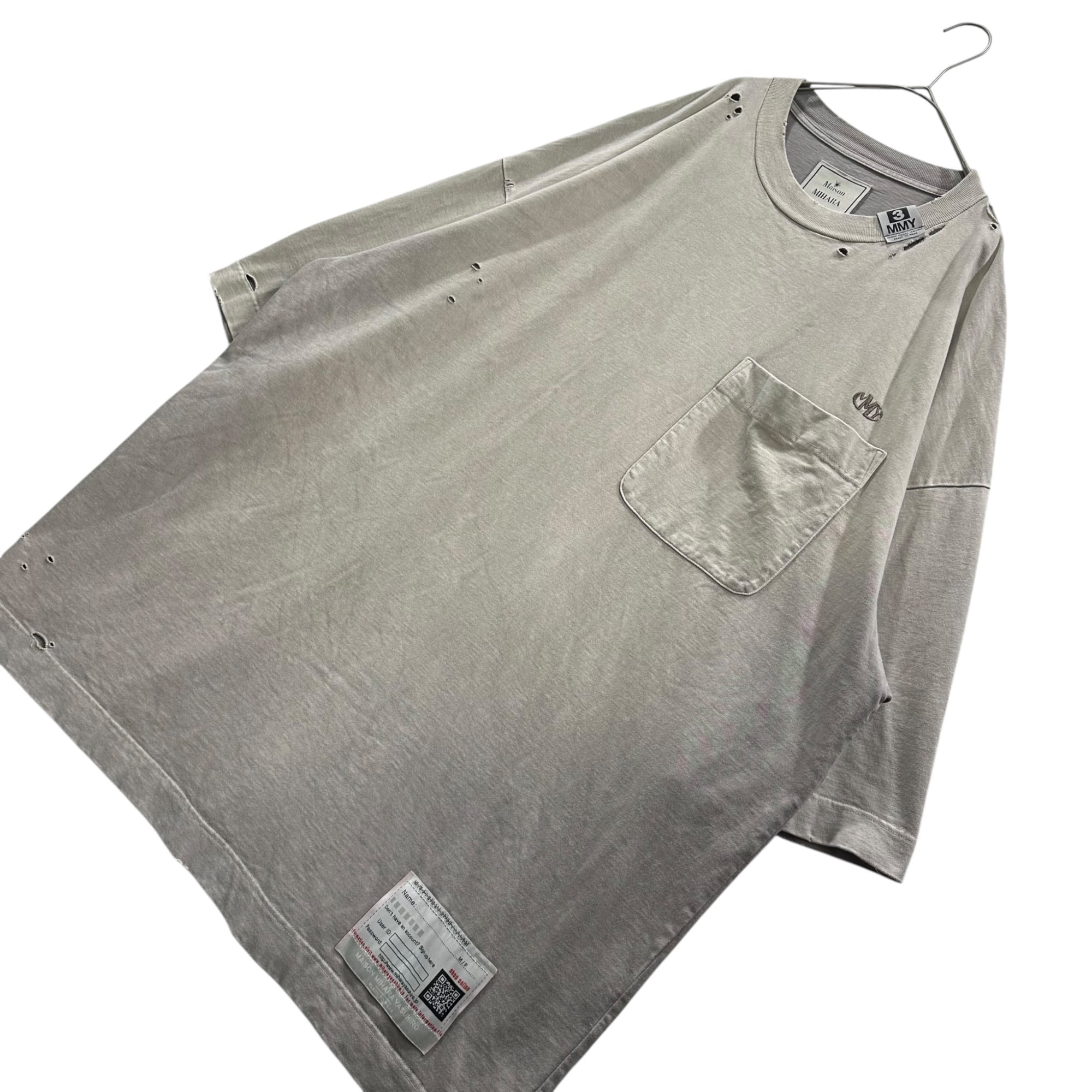 Maison MIHARA YASUHIRO(メゾンミハラヤスヒロ) 2024SS Sunfaded Huge Tee サンフェード オーバーサイズ Tシャツ B12TS621 40 グレー
