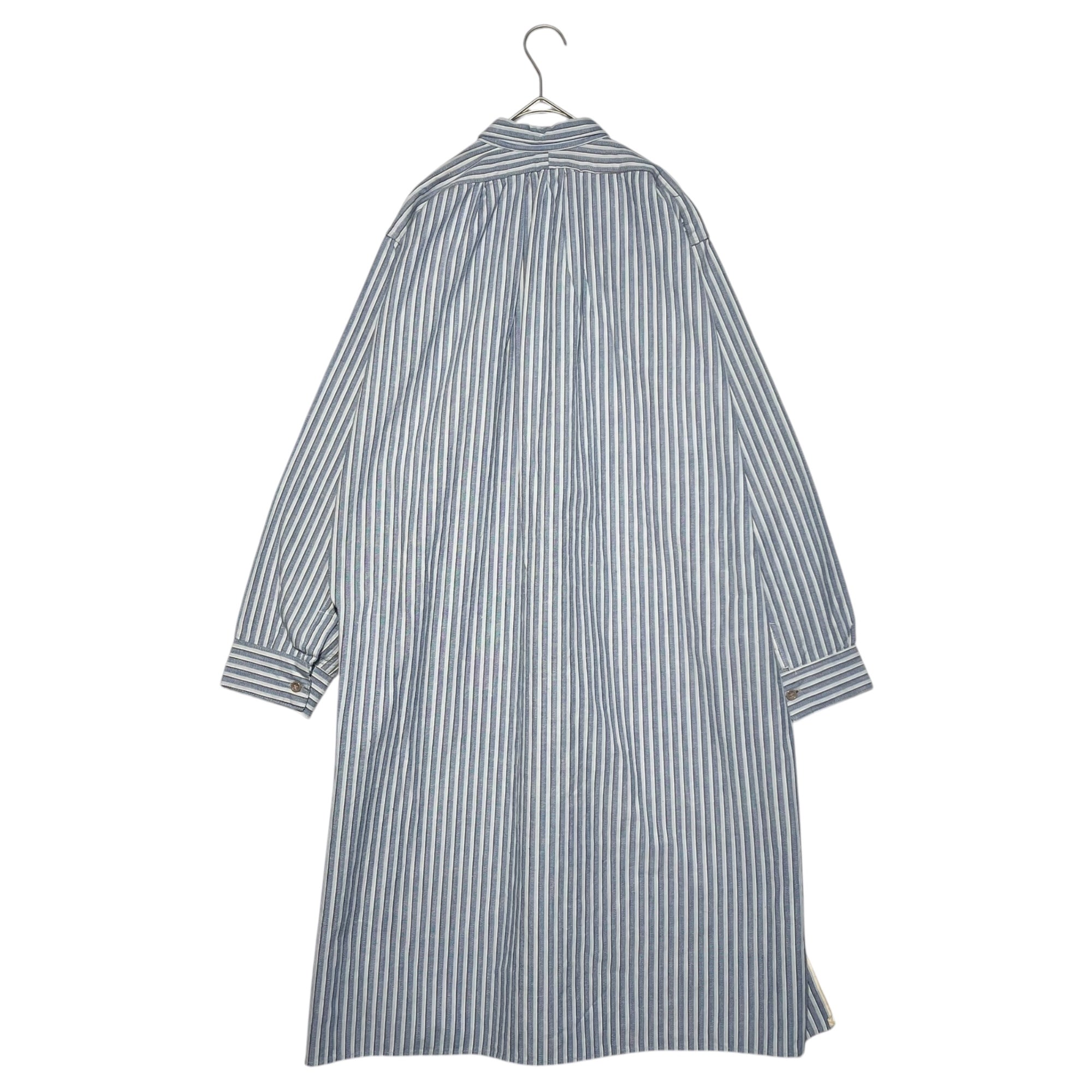 Euro vintage(ヨーロッパヴィンテージ) 30's French Vintage Striped Smock Shirt 30年代 フレンチ ヴィンテージ ストライプ スモック シャツ 110(L～XL相当) ブルー