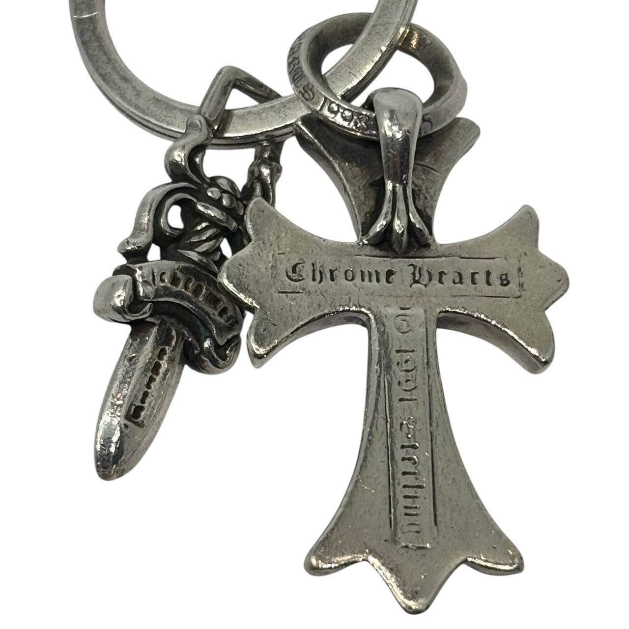CHROME HEARTS(クロムハーツ) SMALL CH CROSS KEYRING with No5 DGGR スモール CH クロス キーリング ＆ ダガー シルバー チャーム ネックレス トップ 925 インボイス原本付