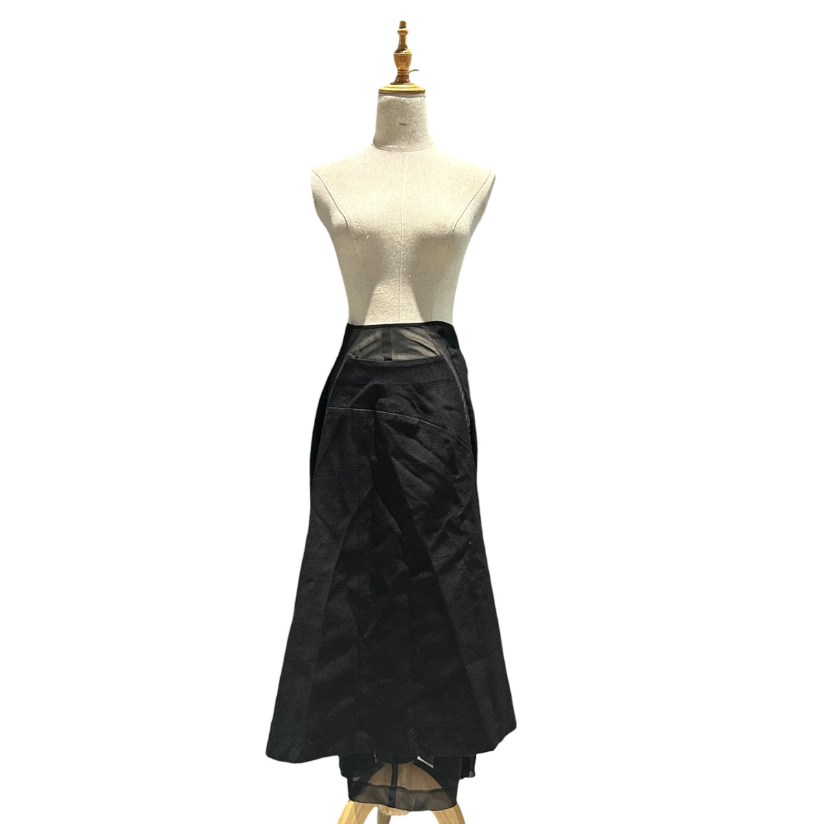 COMME des GARCONS(コムデギャルソン) 1997AW Sheer-Panel Wool Long Skirt シアー 切替 ウール ロング スカート GS-04009S S ブラック AD1997 90s アーカイブ