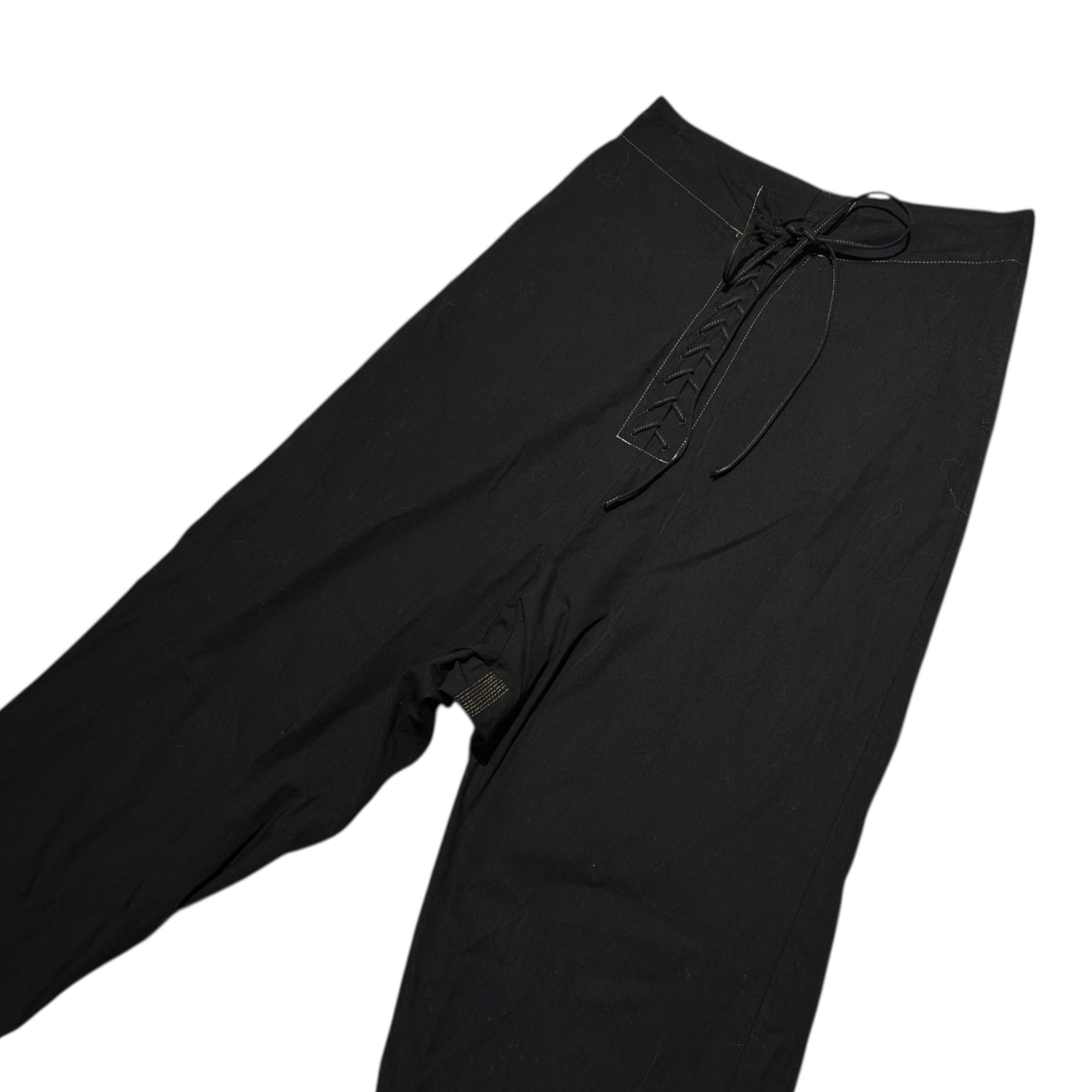 YOHJI YAMAMOTO(ヨウジヤマモト) Waist Lace-Up Stitched Harem Pants ウエスト レースアップ ステッチ サルエル パンツ FM-P08-001 1 ブラック