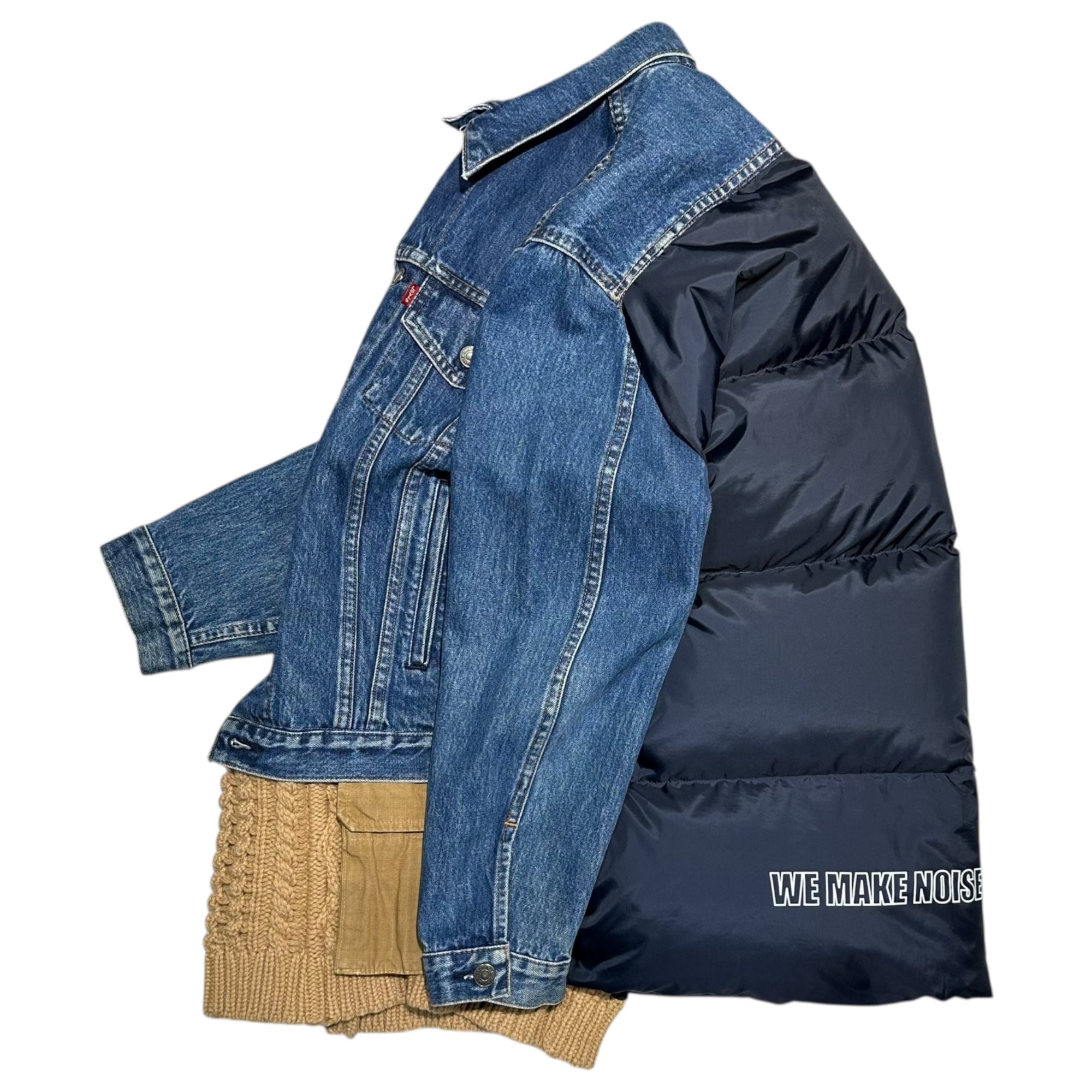 UNDERCOVER × Levi's(アンダーカバー × リーバイス) 22AW Hybrid Tracker Down Jacket Indigo ハイブリッド トラッカー ダウン ジャケット UC2B9201 M インディゴ×ベージュ×ブラック ヴィンテージ加工
