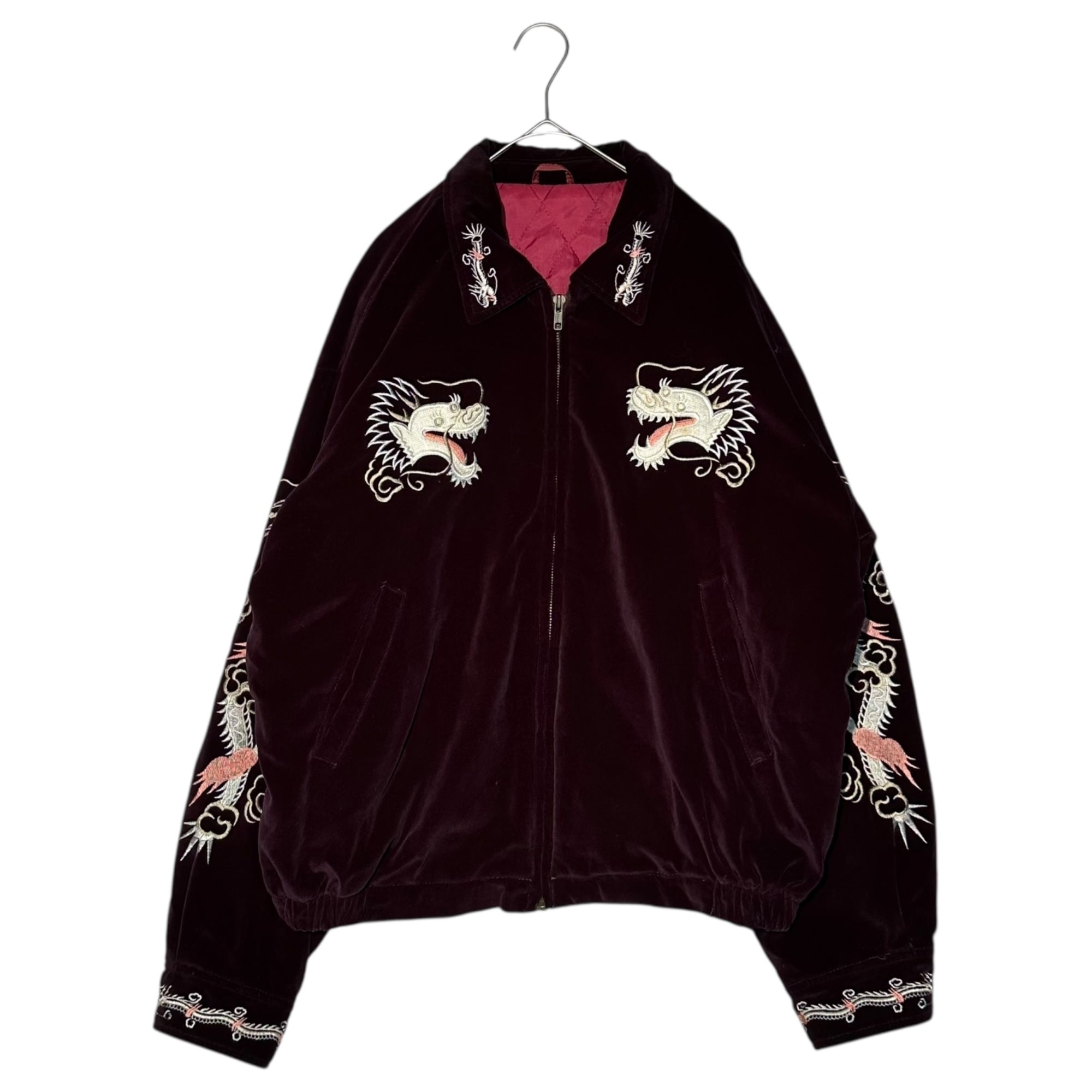 BOURBON HOUSE(バーボンハウス) 80's~90's Souvenir Jacket 龍 刺繍 スーベニア ジャケット  表記無(L程度) ボルドー 80年代～90年代 ヴィンテージ スカジャン