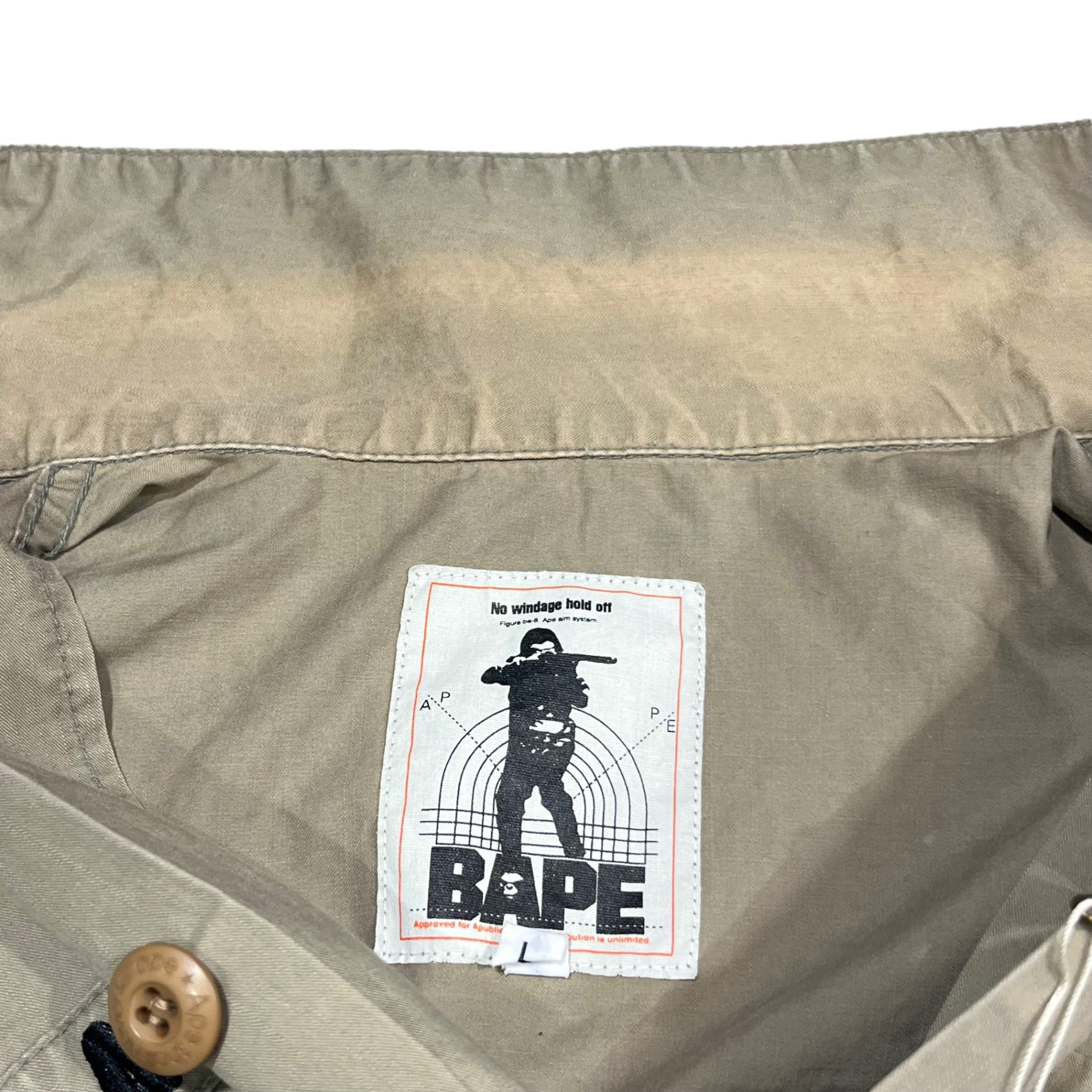 BAPE BY A BATHING APE(ベイプ バイ アベイシングエイプ) 90's military fatigue shirt ミリタリー ファティーグ シャツ 90年代 L カーキ