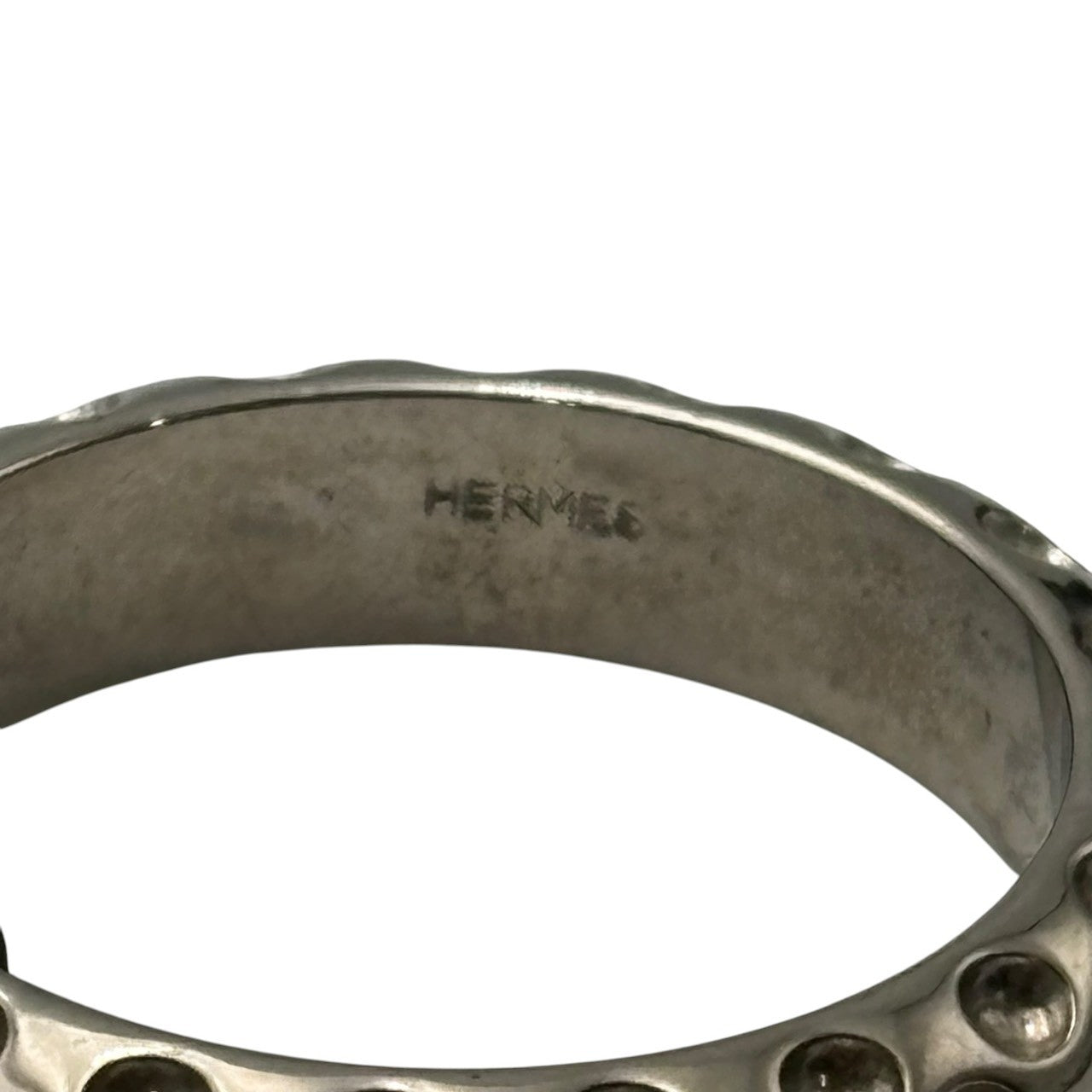 HERMES(エルメス) Scarf Ring Dot スカーフ リング ドット シルバー レザーネックレス付