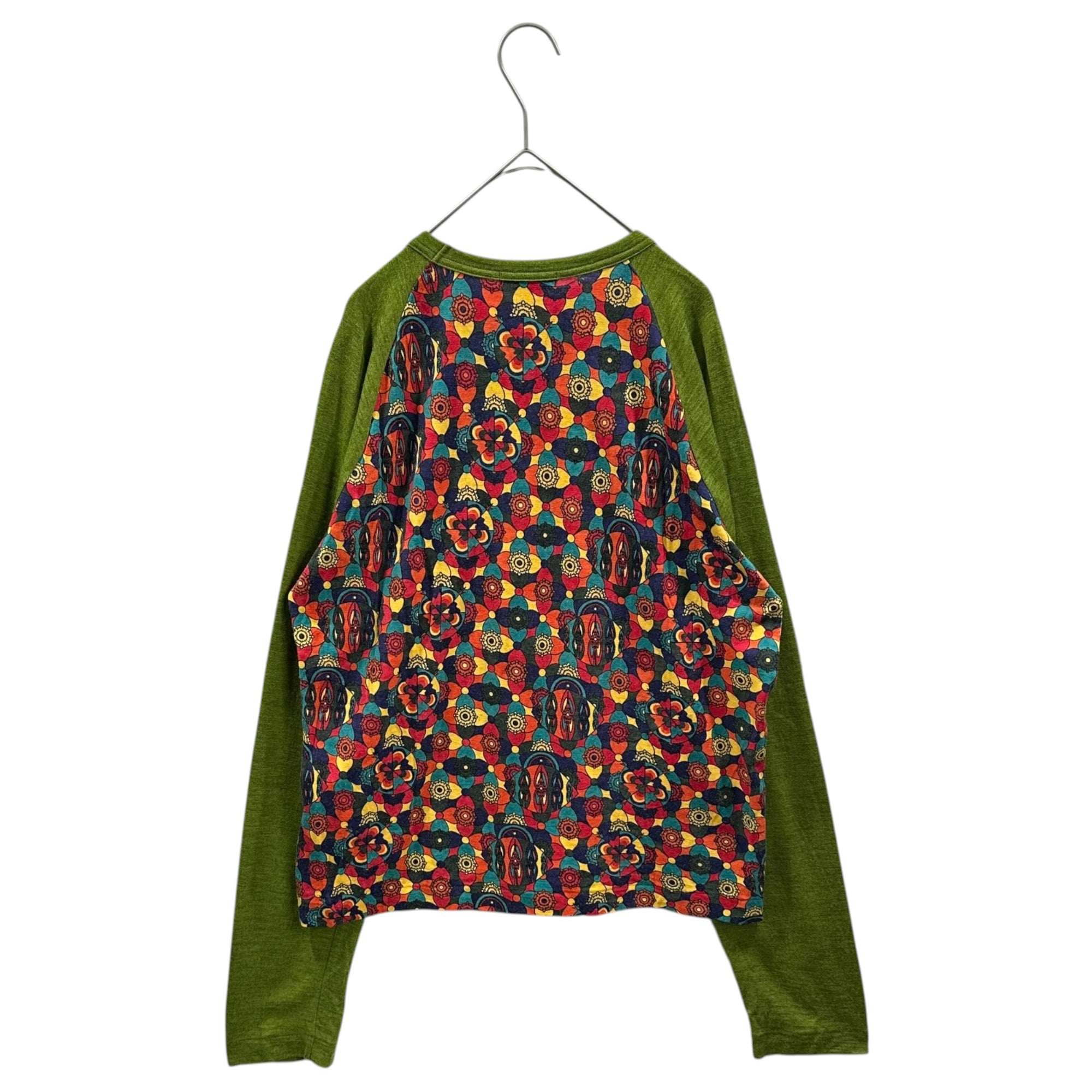 COMME des GARCONS HOMME PLUS(コムデギャルソンオムプリュス) 2001AW Psychedelic Era Psychedelic Print Sleeve Panel Wool Knit Top サイケデリック期 サイケ柄 袖 切替 ウール カットソー PC-T009 FREE マルチカラー×グリーン AD2001 00s アーカイブ