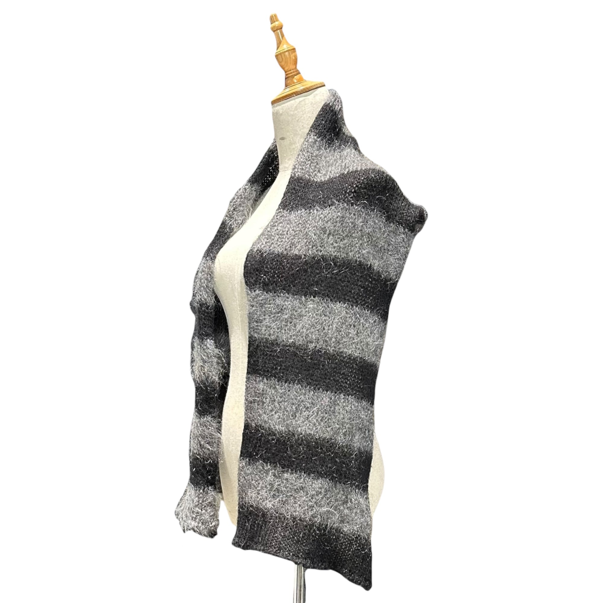 Maison Martin Margiela(メゾン マルタンマルジェラ) 1999AW ⑥ By Miss Deanna Striped Mohair Scarf ミスディアナ ボーダー モヘア マフラー ブラック×グレー 90's 90年代 アーカイブ 本人期 6