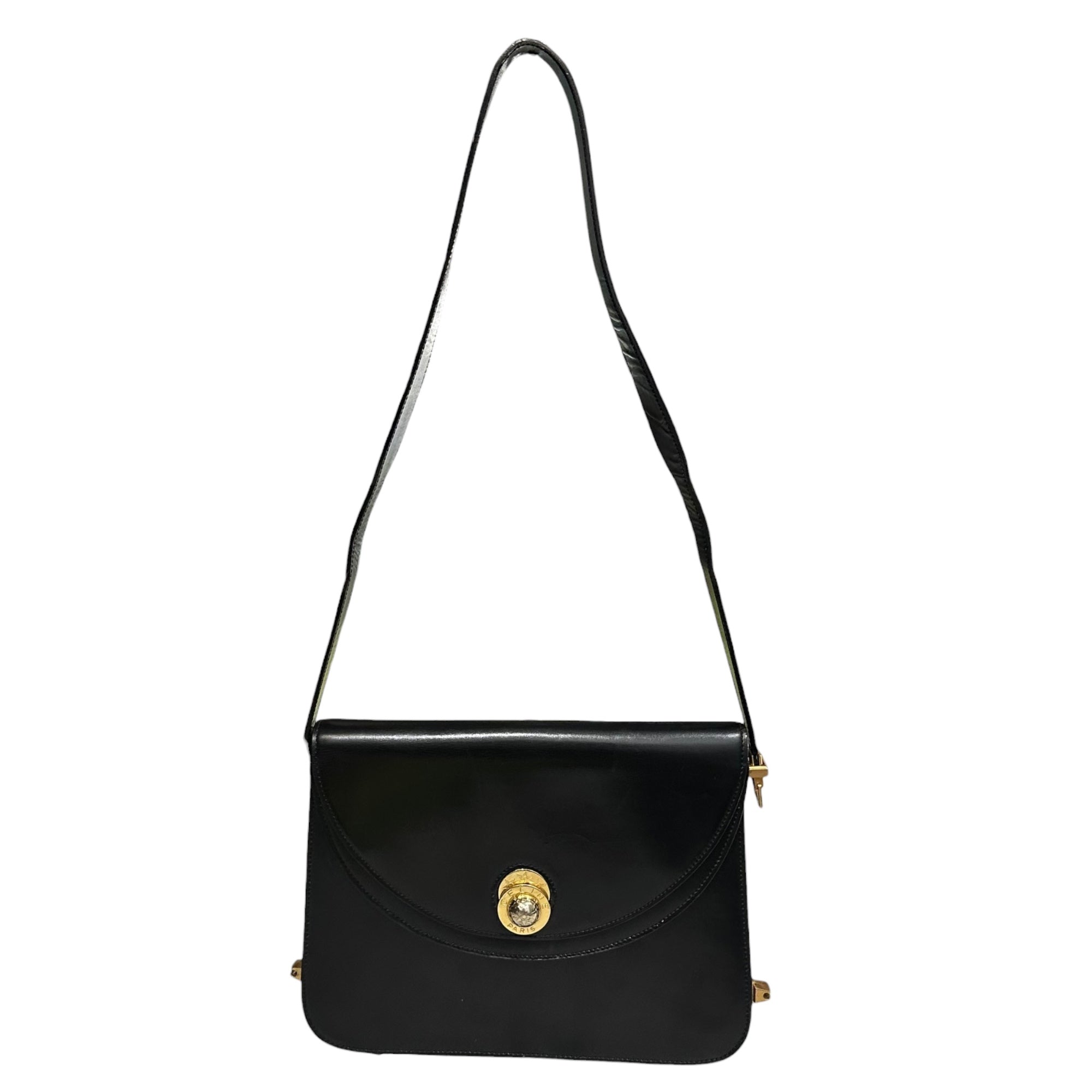 CELINE(セリーヌ) Star Ball Logo Shoulder Bag スターボール ロゴ ショルダー バッグ ブラック×ゴールド OLD ヴィンテージ 金金具 2WAY ハンド
