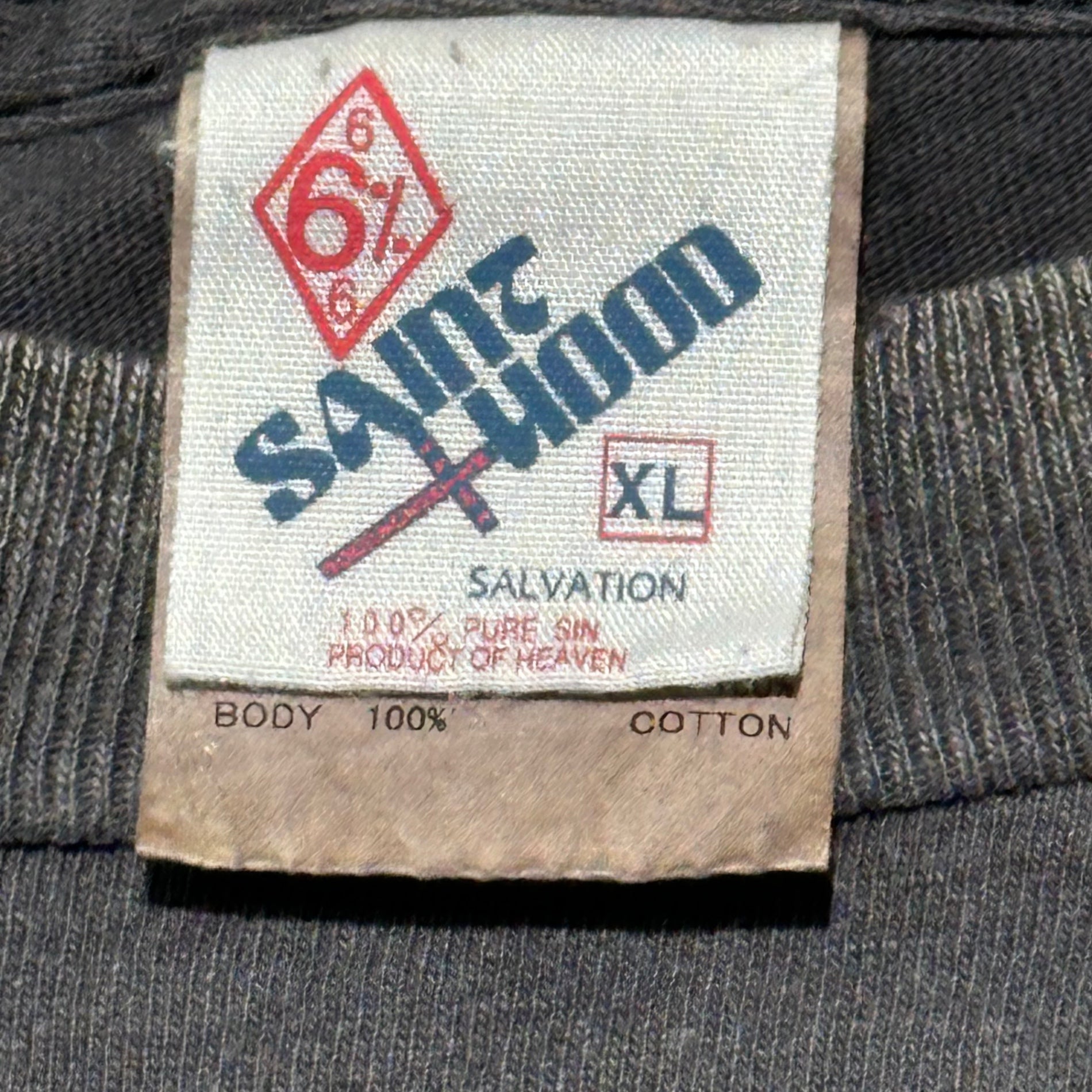 SAINT MICHAEL×NEIGHBORHOOD(セントマイケル×ネイバーフッド) 25SS NH_SS TEE/STHD. PRAY/BLACK ヴィンテージ加工 Tシャツ SM-HR8-0000-C68 XL ブラック