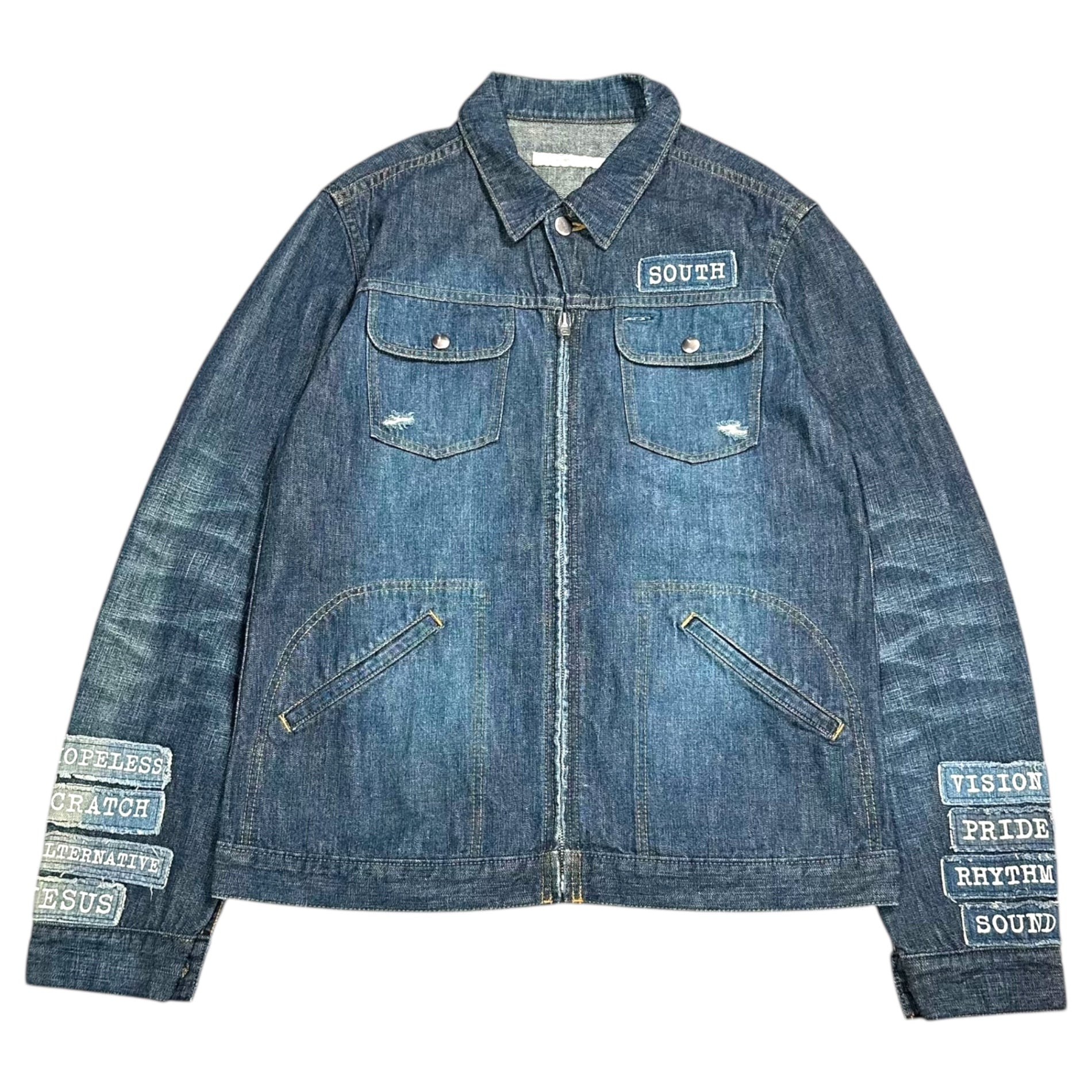 NUMBER (N)INE(ナンバーナイン) 02SS Modern Age Crash Message Denim Jacket モダンエイジ期 クラッシュ メッセージ デニム ジャケット 4(L) インディゴ 宮下貴裕 本人期