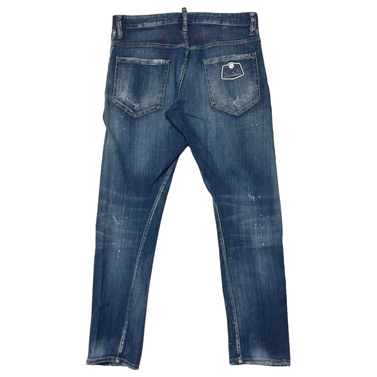 DSQUARED2(ディースクエアード) Sexy Twist Jean セクシーツイスト ジーンズ ダメージ加工 デニム パンツ ワッペン ロゴ S74LB0669 48(L程度) インディゴ