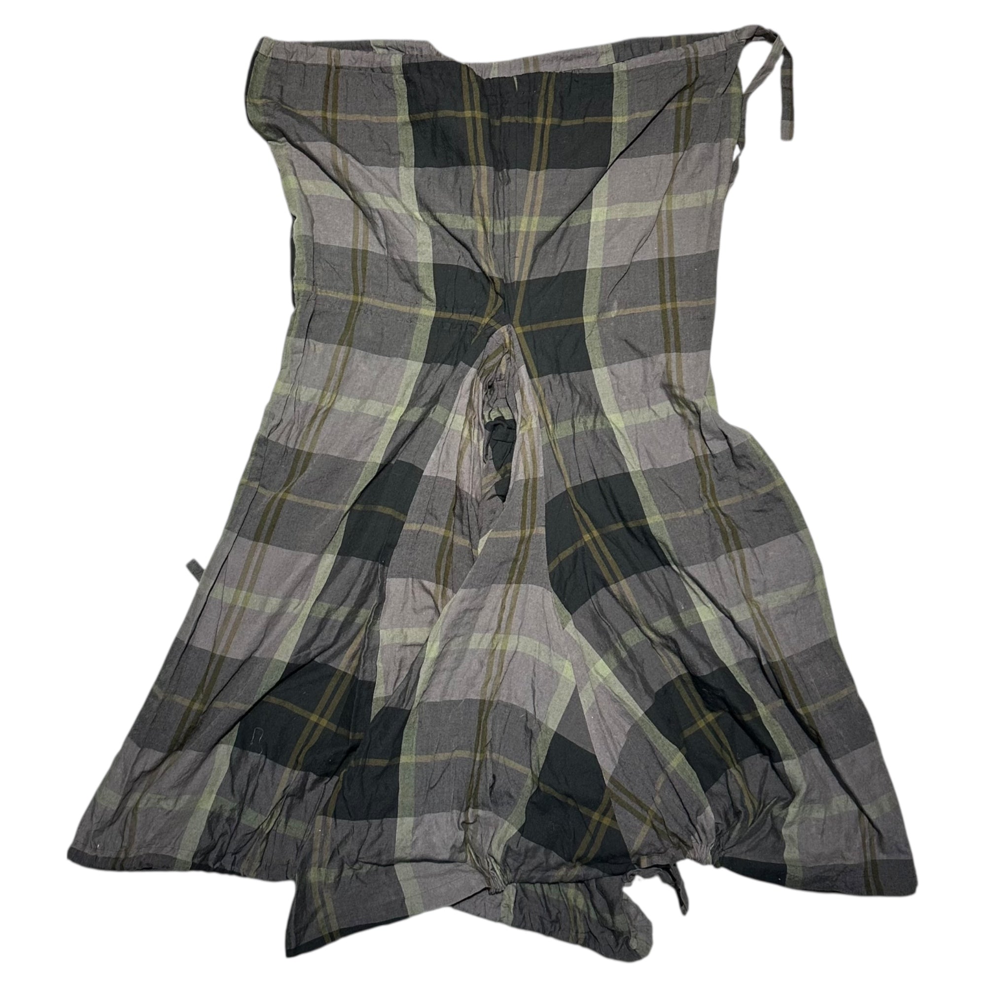 YOHJI YAMAMOTO(ヨウジヤマモト) High-Waisted Distorted Balloon Silhouette Check Cotton Pants ハイウエスト 変形 バルーンシルエット チェック コットン パンツ FX-S12-081 1(S程度) グレー×ブラック×カーキ