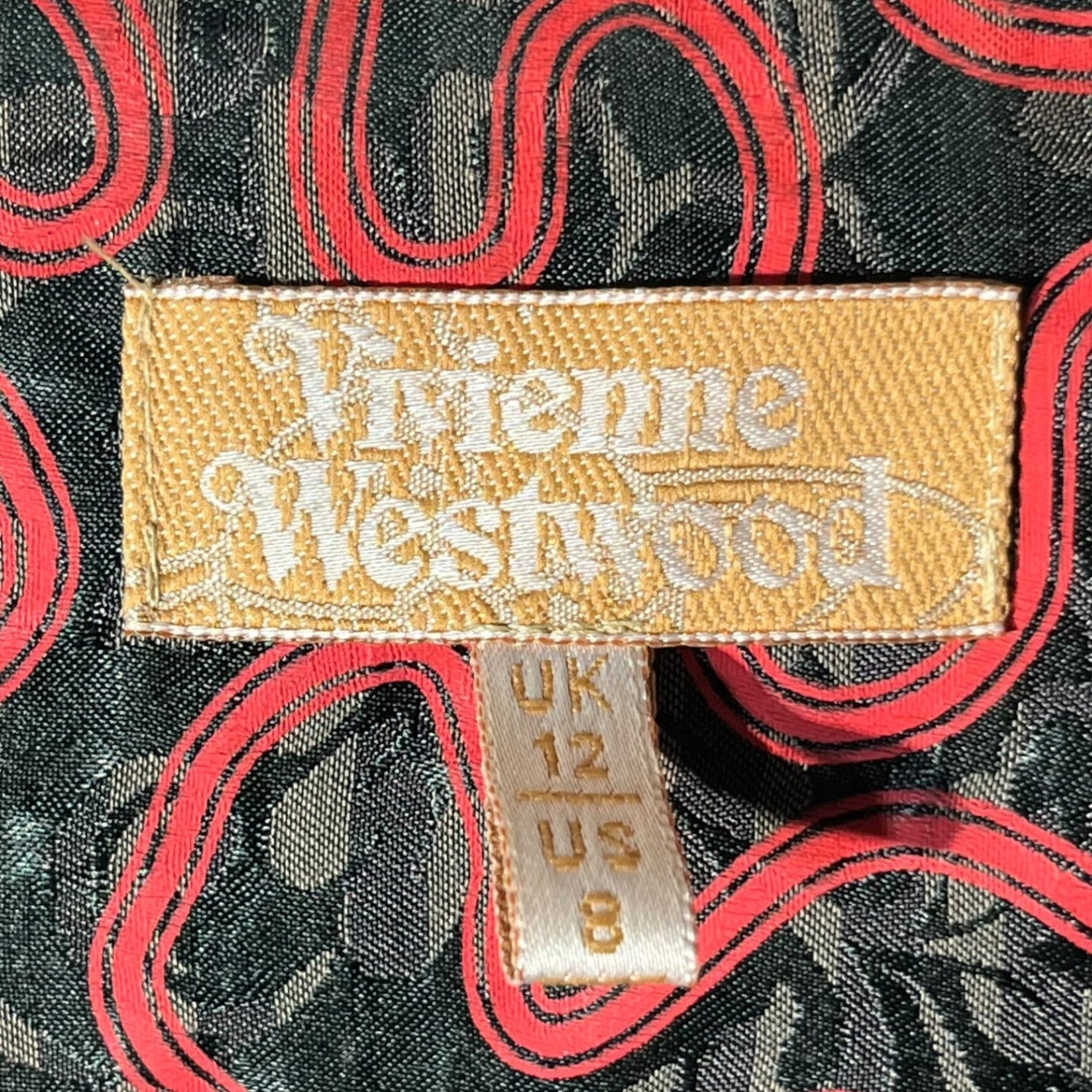 Vivienne Westwood(ヴィヴィアンウエストウッド) Italian made all-over chest stitching jacket イタリアメイド 総柄 胸ステッチ ジャケット UK12 ブラック×レッド