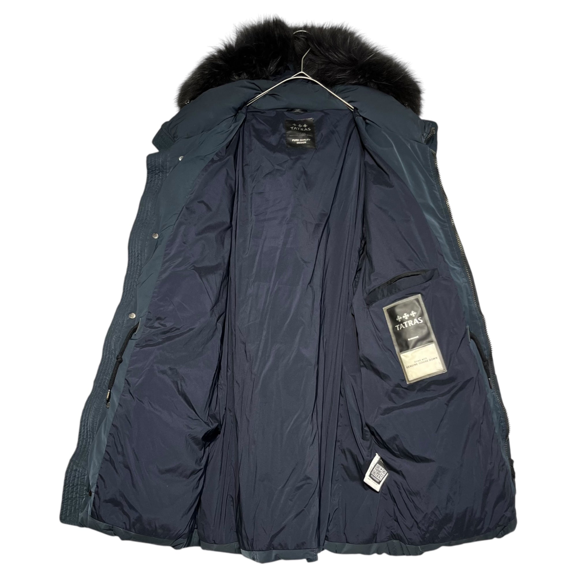 TATRAS(タトラス) Raccoon fur belted down coat ラクーンファー ベルテッド ダウン コート MTA6BM4301 04 ネイビー