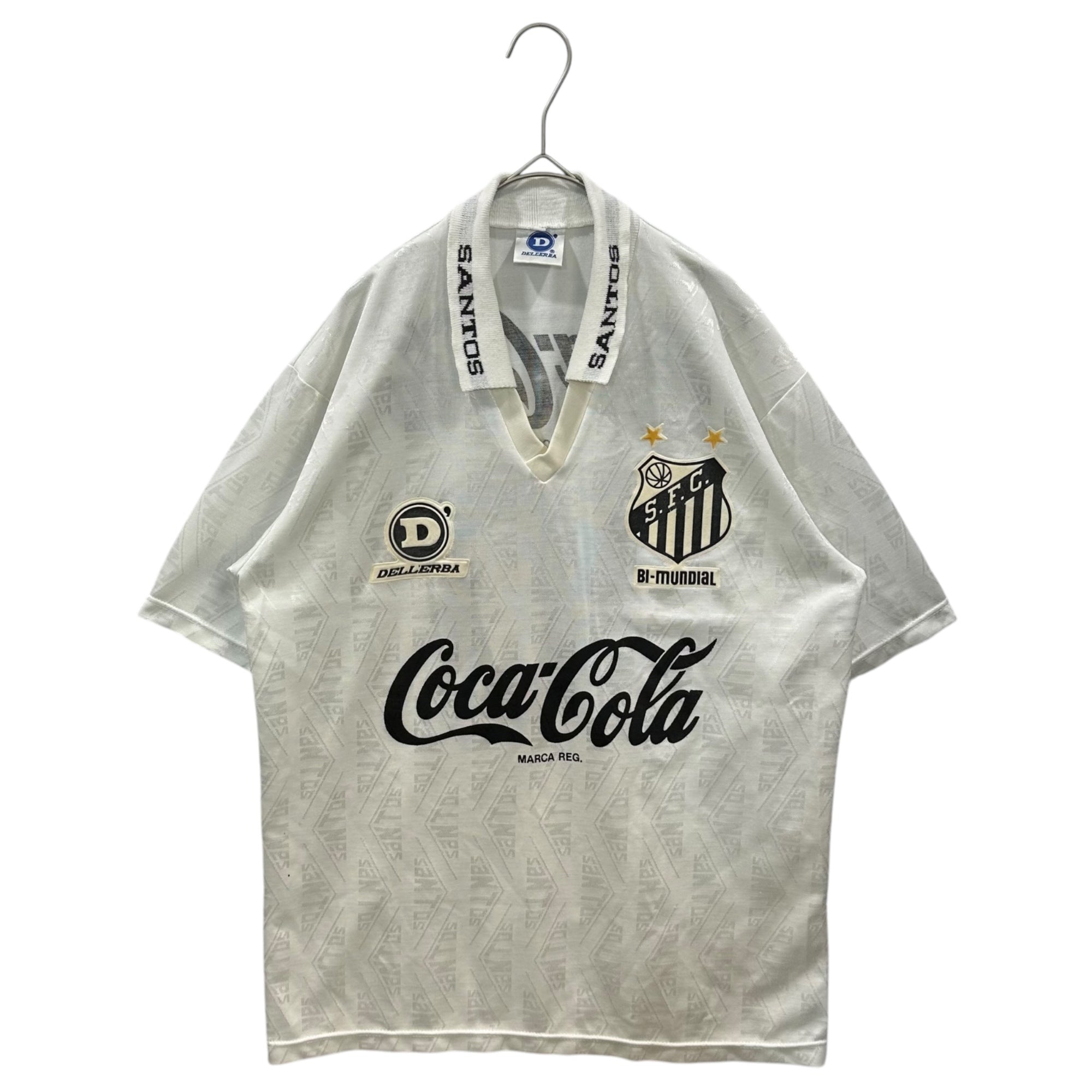 DELEEERRA (デレルバ) 1992 Santos FC S/S Match Shirt サントスFC 半袖 ゲームシャツ 表記消(L程度) ホワイト コカ・コーラ スポンサー 企業ロゴ