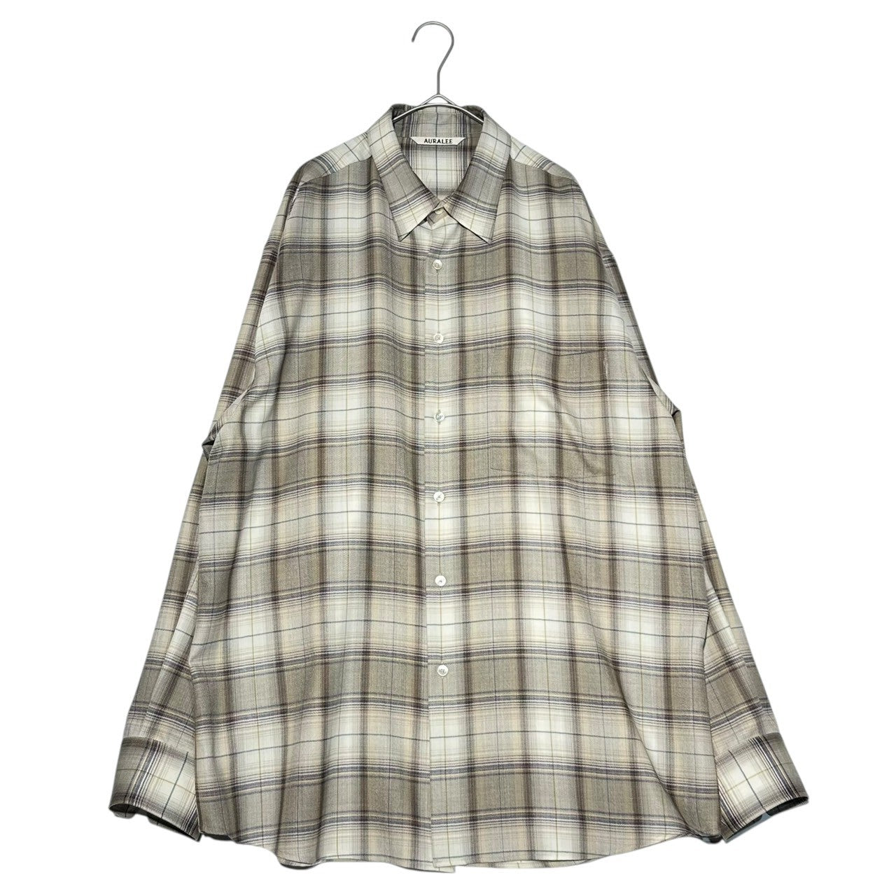 AURALEE(オーラリー) 23AW SUPER LIGHT WOOL CHECK スーパー ライト ウール チェック シャツ A23AS01LC 5(L) ライトブラウン 著名人着用
