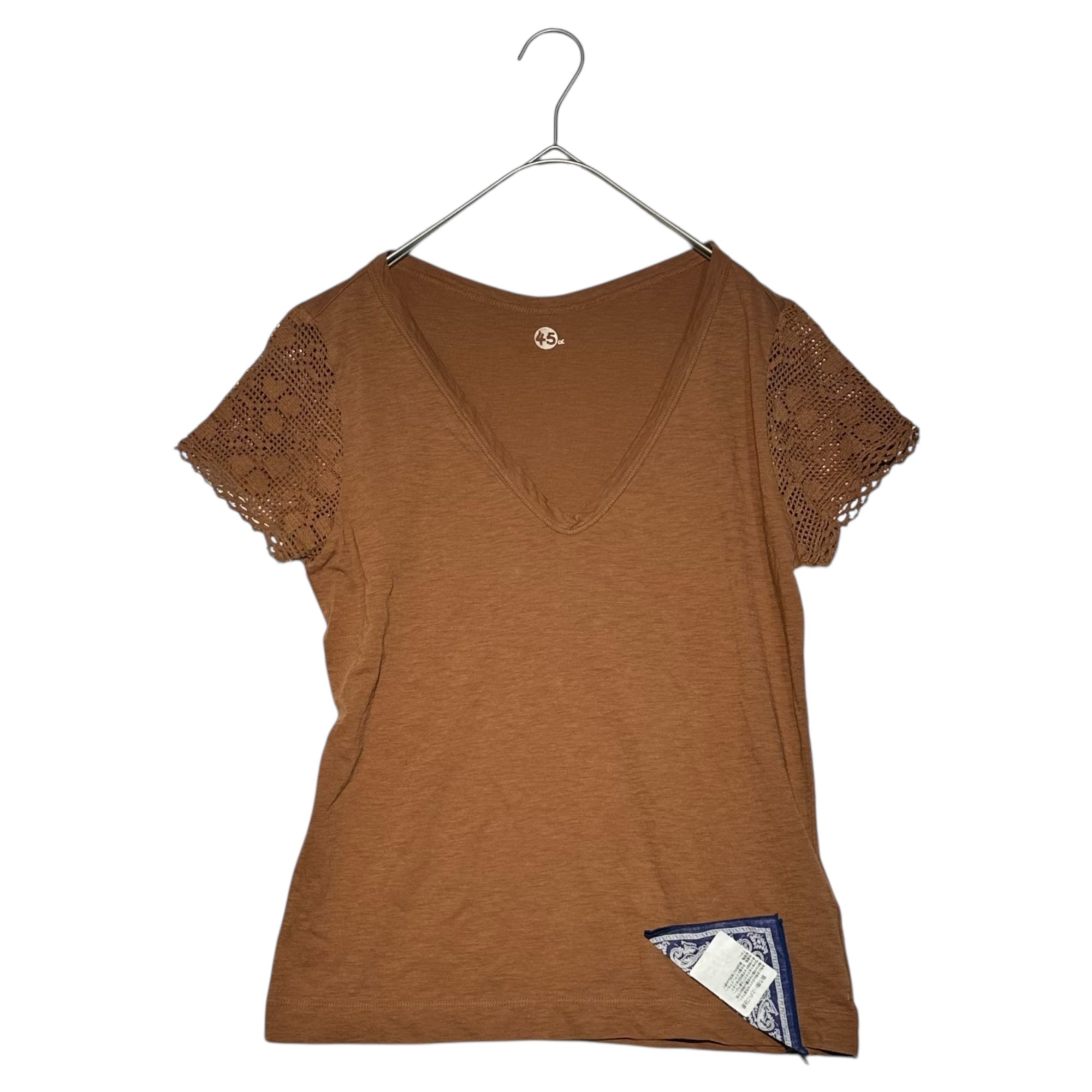 45R(フォーティーファイブアール) Sleeve Lace Short Sleeve T-Shirt 5057083-83-1 1(S程度) ブラウン
