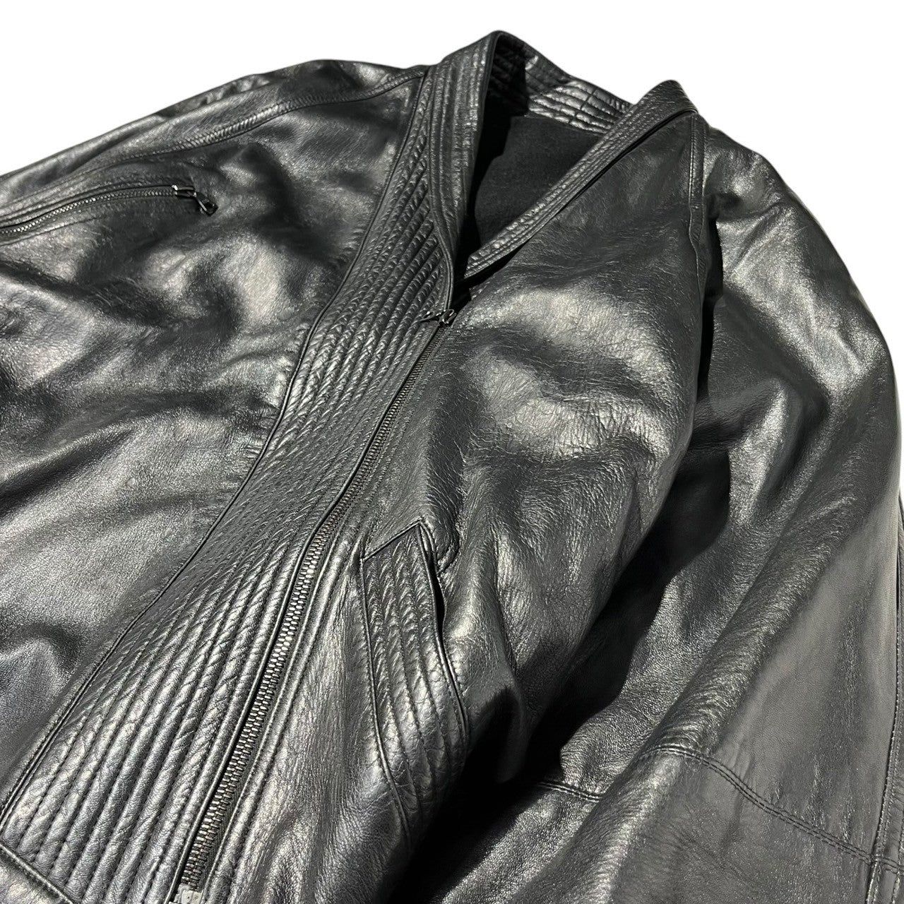 GIANNI VERSACE(ジャンニヴェルサーチ) 80's Vintage kimono leather blouson 80年代 ヴィンテージ 着物 レザー ブルゾン 本人期 ブラック 白タグ 稀少品 アーカイヴ