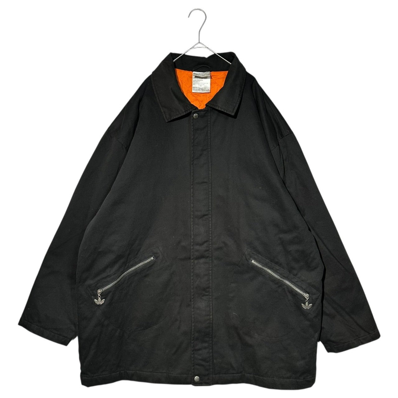 adidas(アディダス) 90's back logo hooded jacket バックロゴ フーデット ジャケット L ブラック×オレンジ 万国旗タグ　90年代