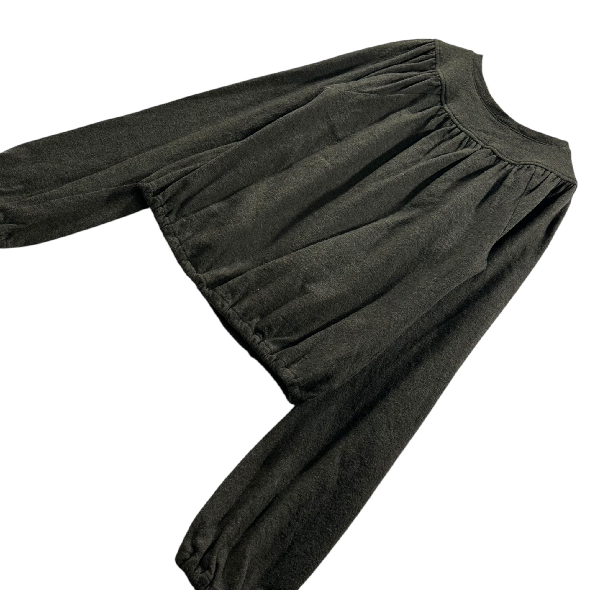 VERONIQUE BRANQUINHO(ヴェロニクブランキーノ) 00's Wool Gathered Knit Top ウール ギャザー カットソー 1028-17175 38(M程度) カーキ ブラウス