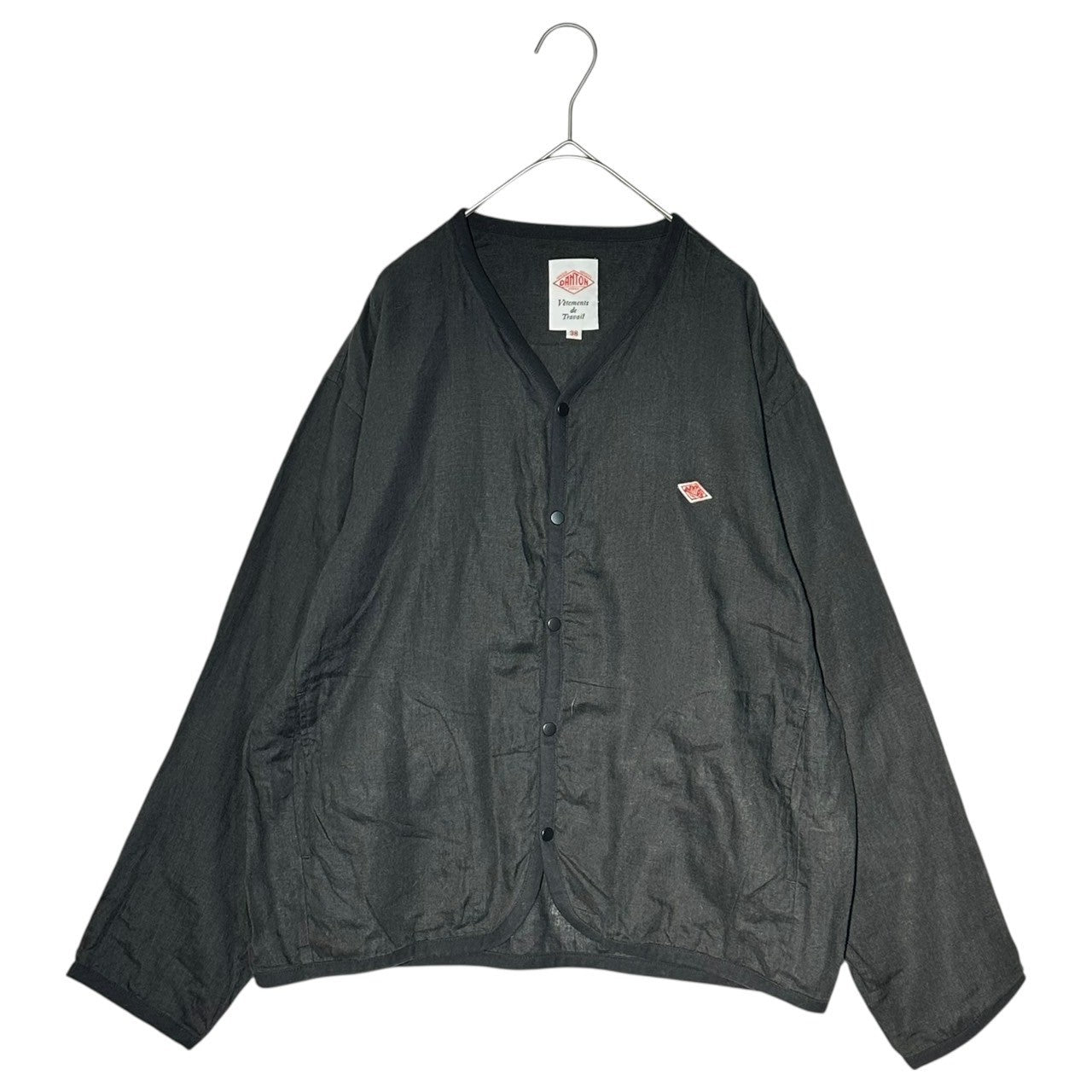 DANTON(ダントン) Broadcloth V-Neck Shirt Cardigan ブロードクロス Vネック シャツカーディガン DT-A0125 38(L) ブラック