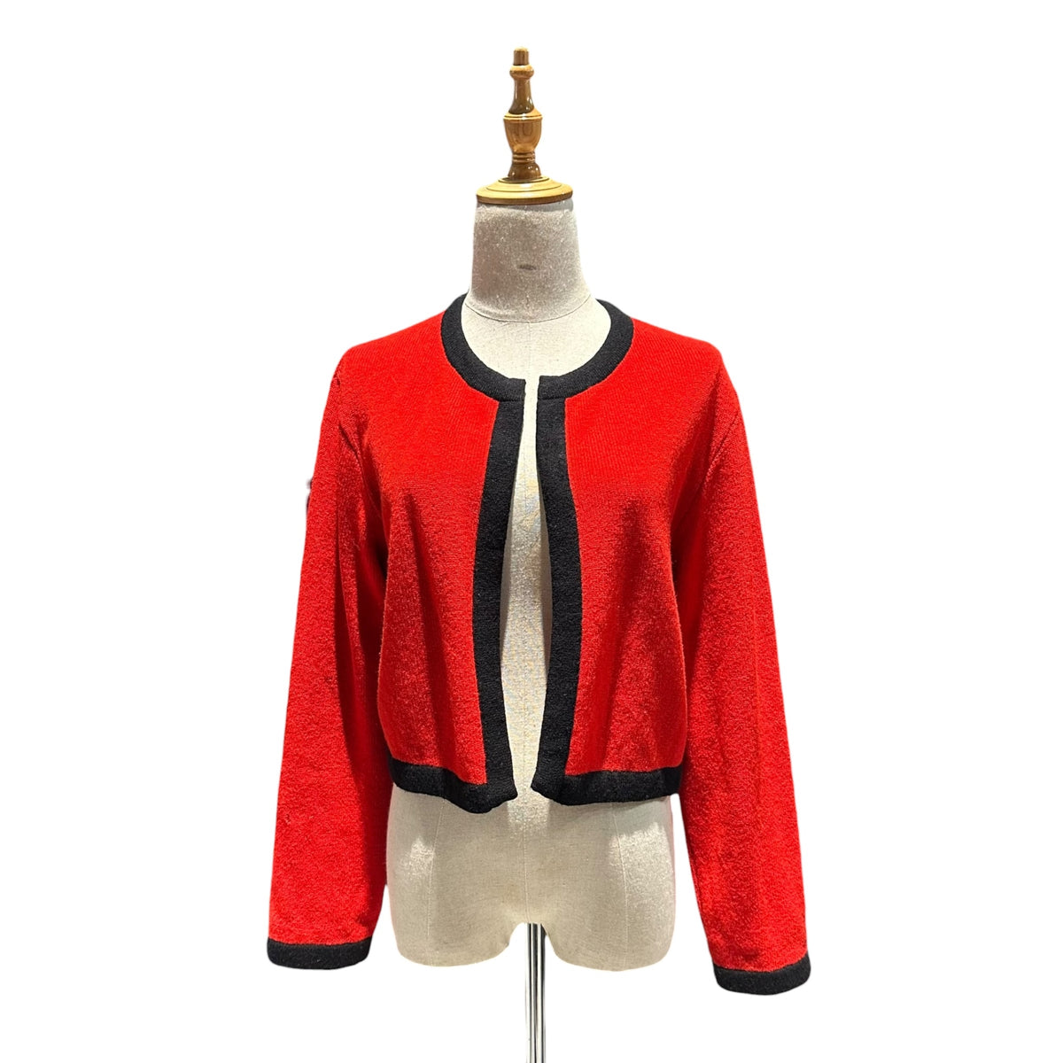 COMME des GARCONS(コムデギャルソン) 1988 Red is Black Piping No-Collar Buttonless Knit Jacket パイピング ノーカラー ボタンレス ニット ジャケット GN-050150 FREE レッド×ブラック AD1988 80s アーカイブ レッドイズブラック期