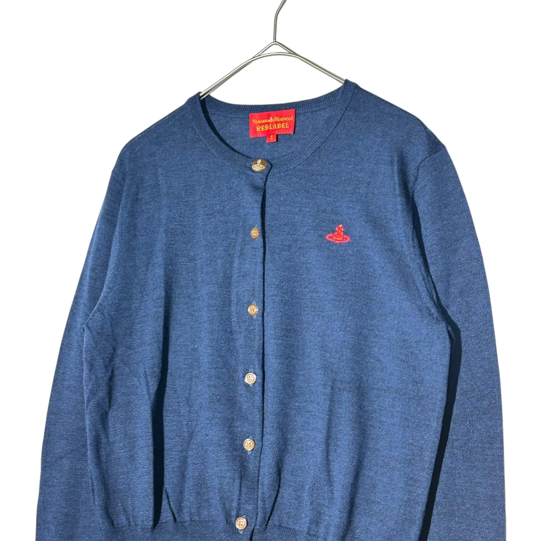 Vivienne Westwood RED LABEL(ヴィヴィアンウエストウッドレッドレーベル) Obrogo Crew Neck Wool Cardigan オーブロゴ クルーネック ウール カーディガン 16-03-152003 3 ネイビー