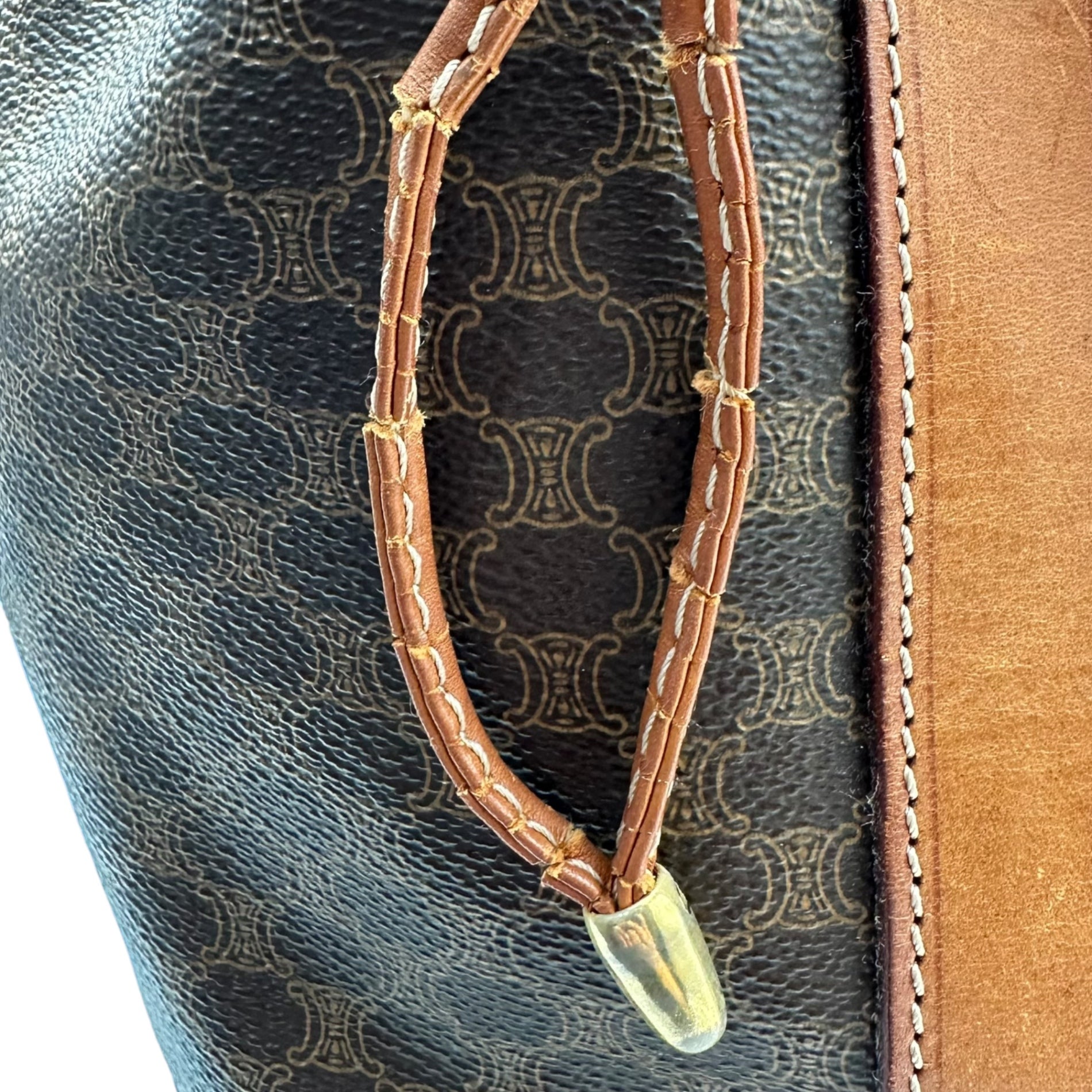 CELINE(セリーヌ) Macadam Drawstring Shoulder Bag マカダム柄 巾着 ショルダー バッグ ブラウン OLD ヴィンテージ
