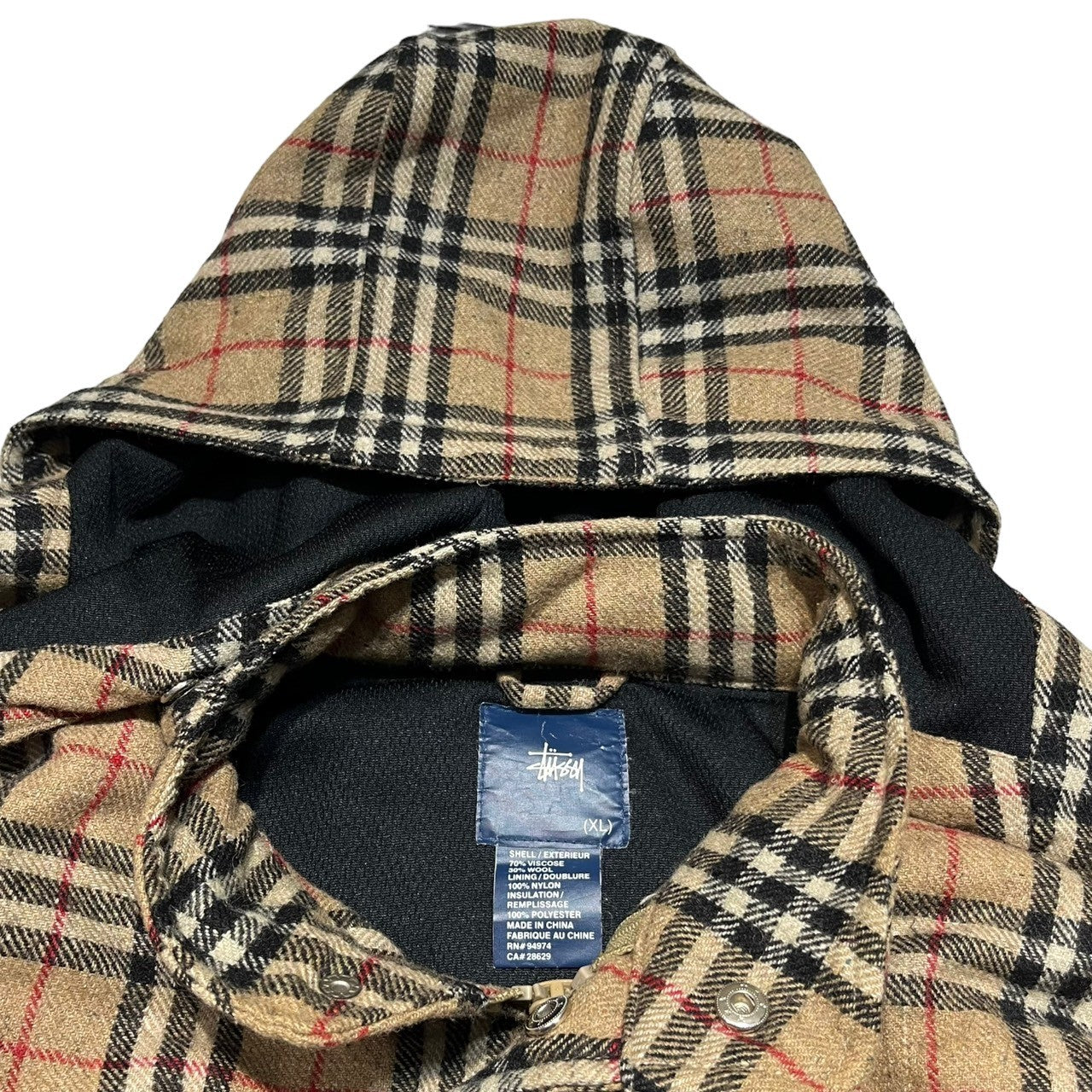 STUSSY(ステューシー) 90's ~ 00's burberry check padded jacket バーバリー チェック 中綿 ジャケット  XL ベージュ OLD ヴィンテージ 90年代～