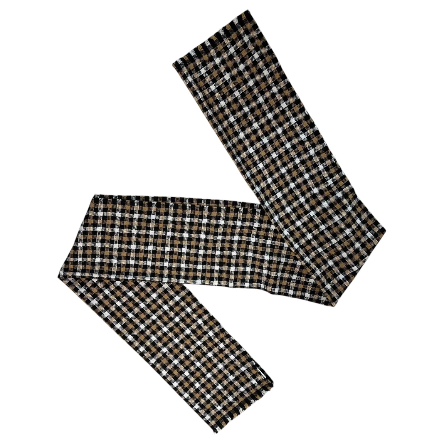 Acne Studios(アクネストゥディオズ) Embroidered Logo Wool Tartan Check Scarf 刺繍 ロゴ ウール タータン チェック マフラー ブラック×ブラウン