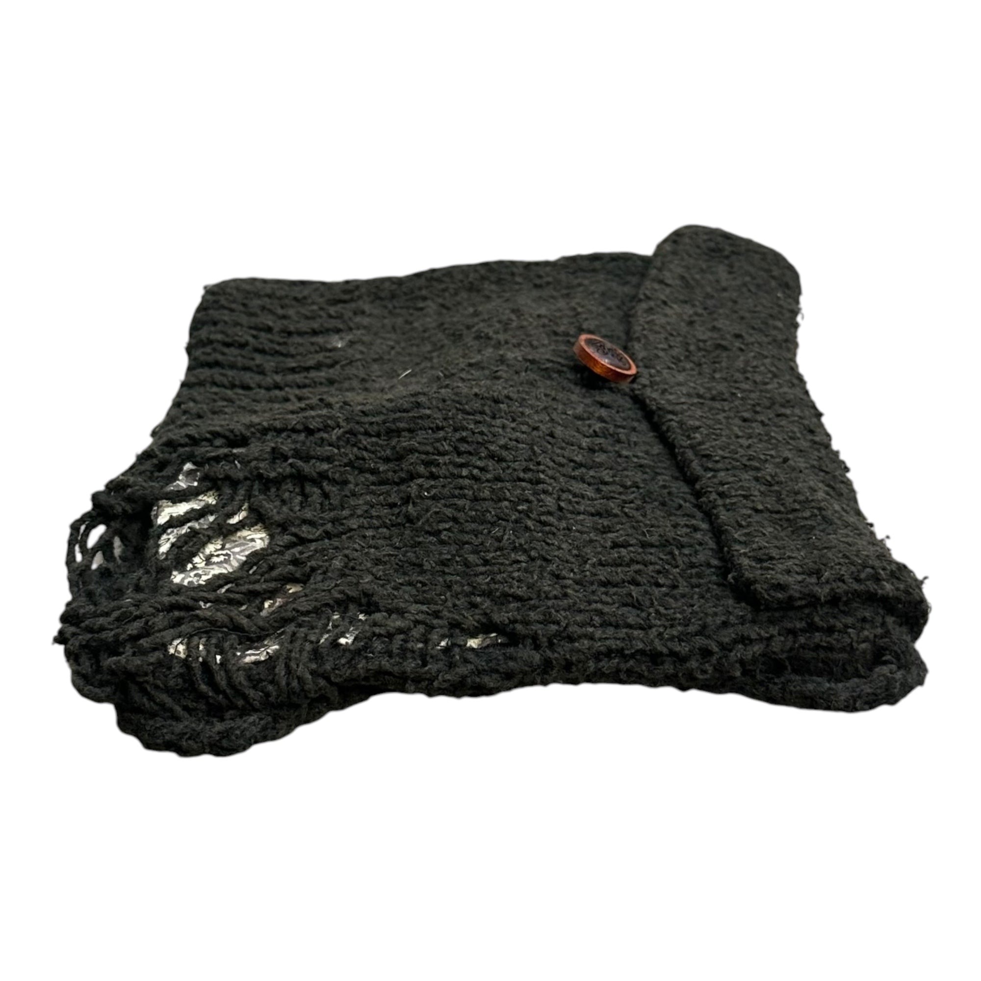 NUMBER (N)INE(ナンバーナイン) 2003SS ‘‘TOUCH ME I'M SICK‘‘ Grunge Knit Shoulder Bag グランジ ニット ショルダーバッグ カート期 ブラック 00's Archive アーカイブ