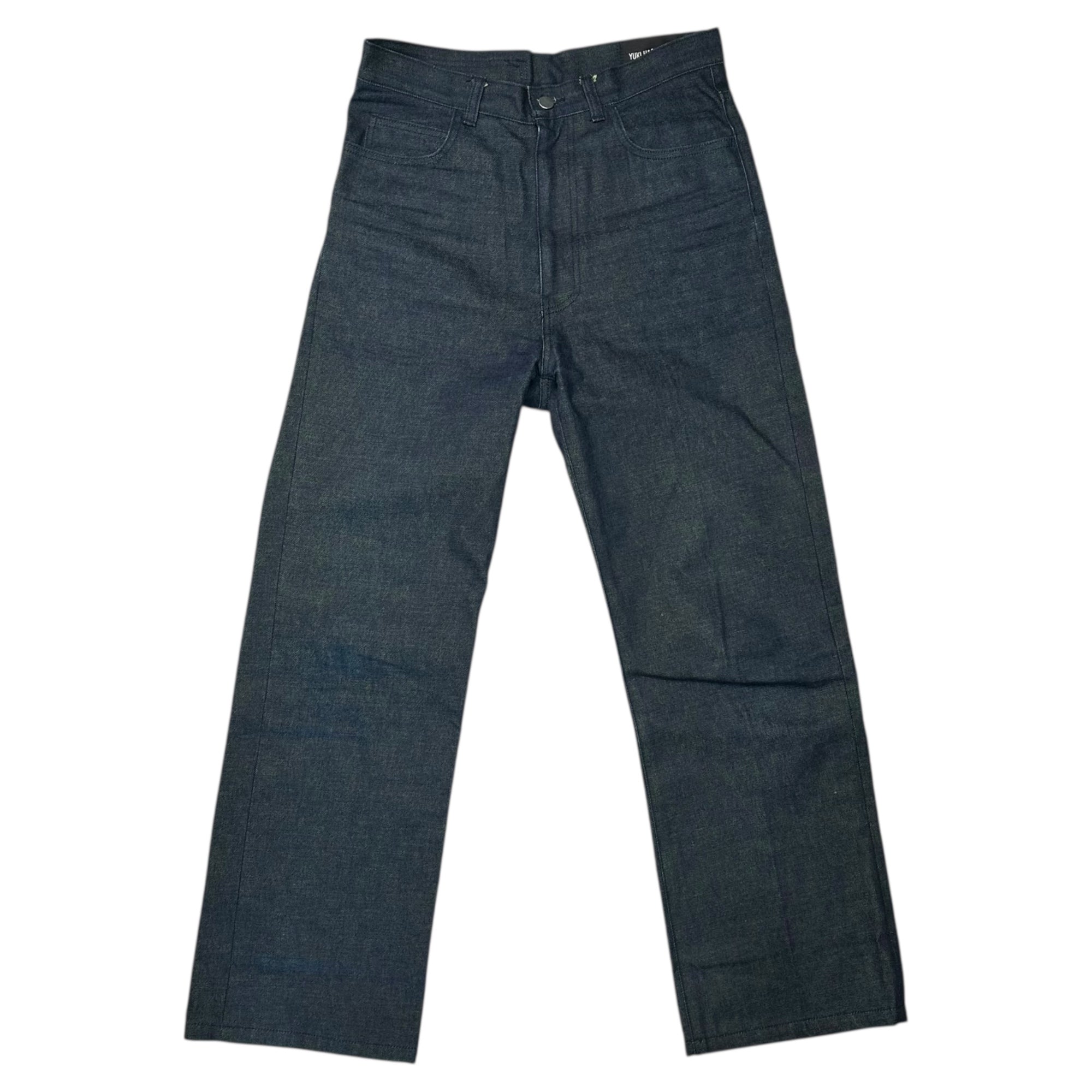 YUKI HASHIMOTO(ユウキハシモト) WORK DETAIL JEANS NAVY × GREEN ワークディテール ジーンズ デニム ロールアップ 201-01-0204 46(S~M程度) インディゴ