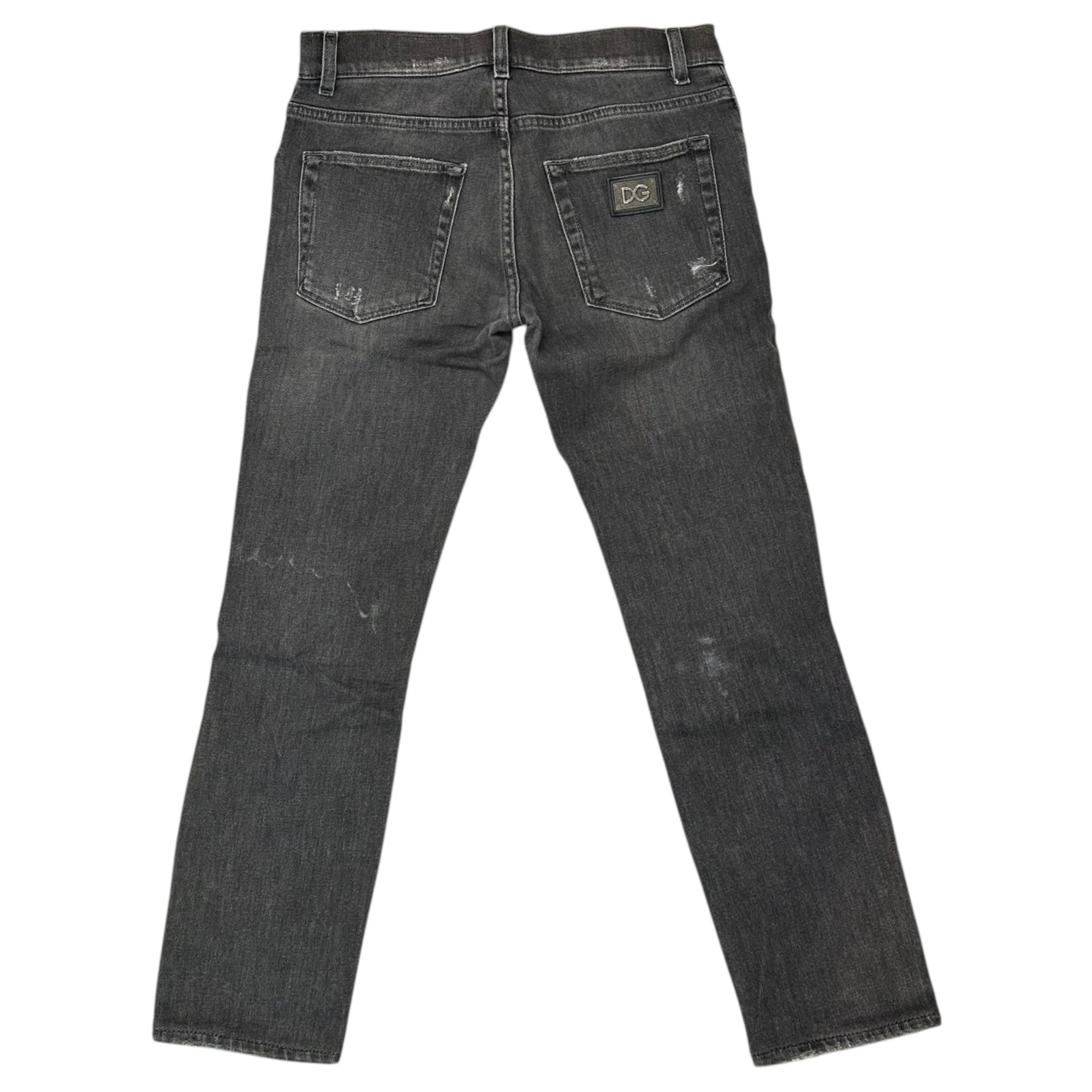 DOLCE&GABBANA(ドルチェ&ガッバーナドルガバ) Distressed Skinny Denim Pants ダメージ加工 スキニー デニム パンツ 44 ブラック ストレッチ