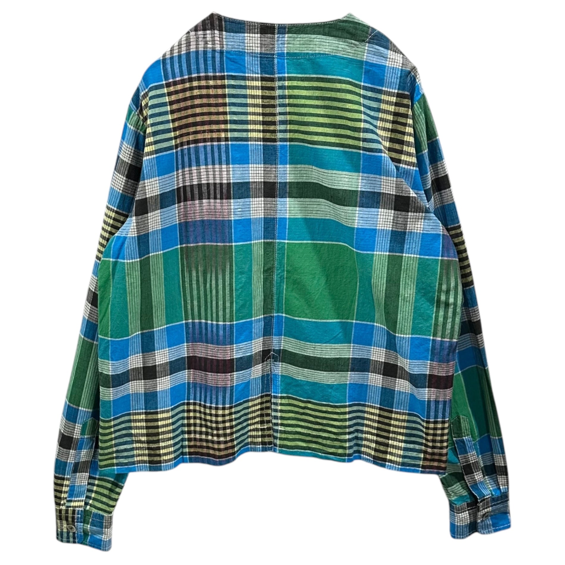 COMME des GARCONS(コムデギャルソン) 1980's Cotton Check Blouse コットン チェック ブラウス J02010Z FREE ブルー×グリーン×イエロー AD表記無 80s アーカイブ