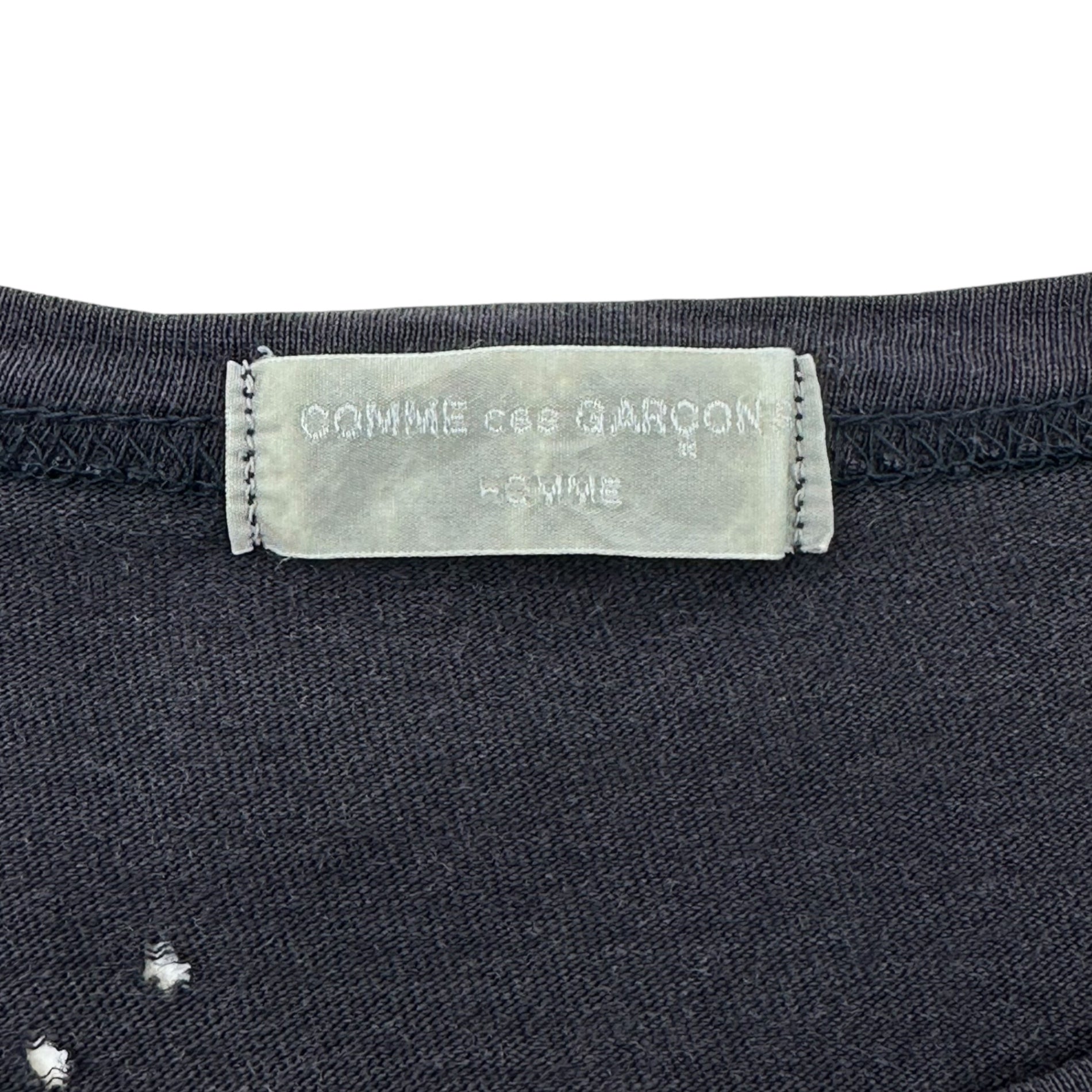 COMME des GARCONS HOMME(コムデギャルソンオム) 80's 1989 back logo print T-shirt 80年代 バックロゴ プリント Tシャツ 川久保玲 本人期 FREE ネイビー