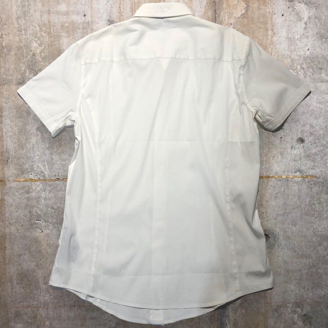 ARMANI JEANS(アルマーニジーンズ) ロゴ刺繍ストレッチ半袖シャツ L ホワイト