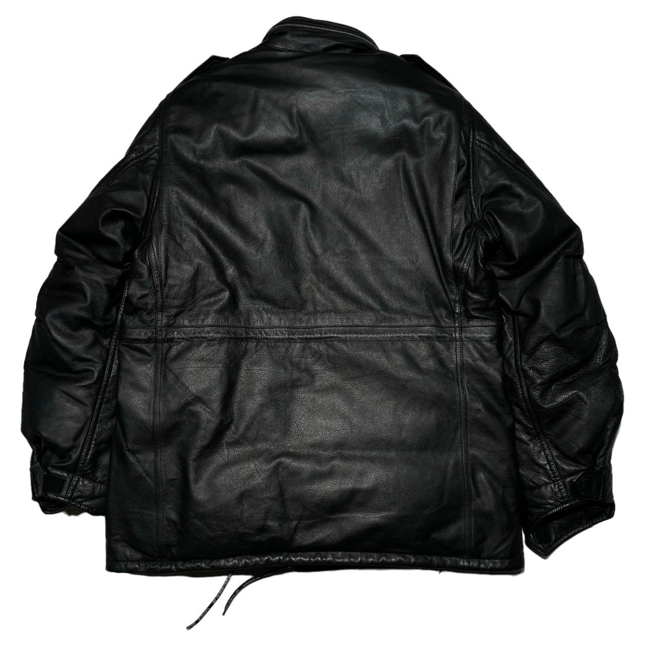 BAPE BY A BATHING APE(ベイプ バイ アベイシングエイプ) M-65 type leather down jacket  M-65タイプ レザーダウン ジャケット XL ブラック SAMPLE品