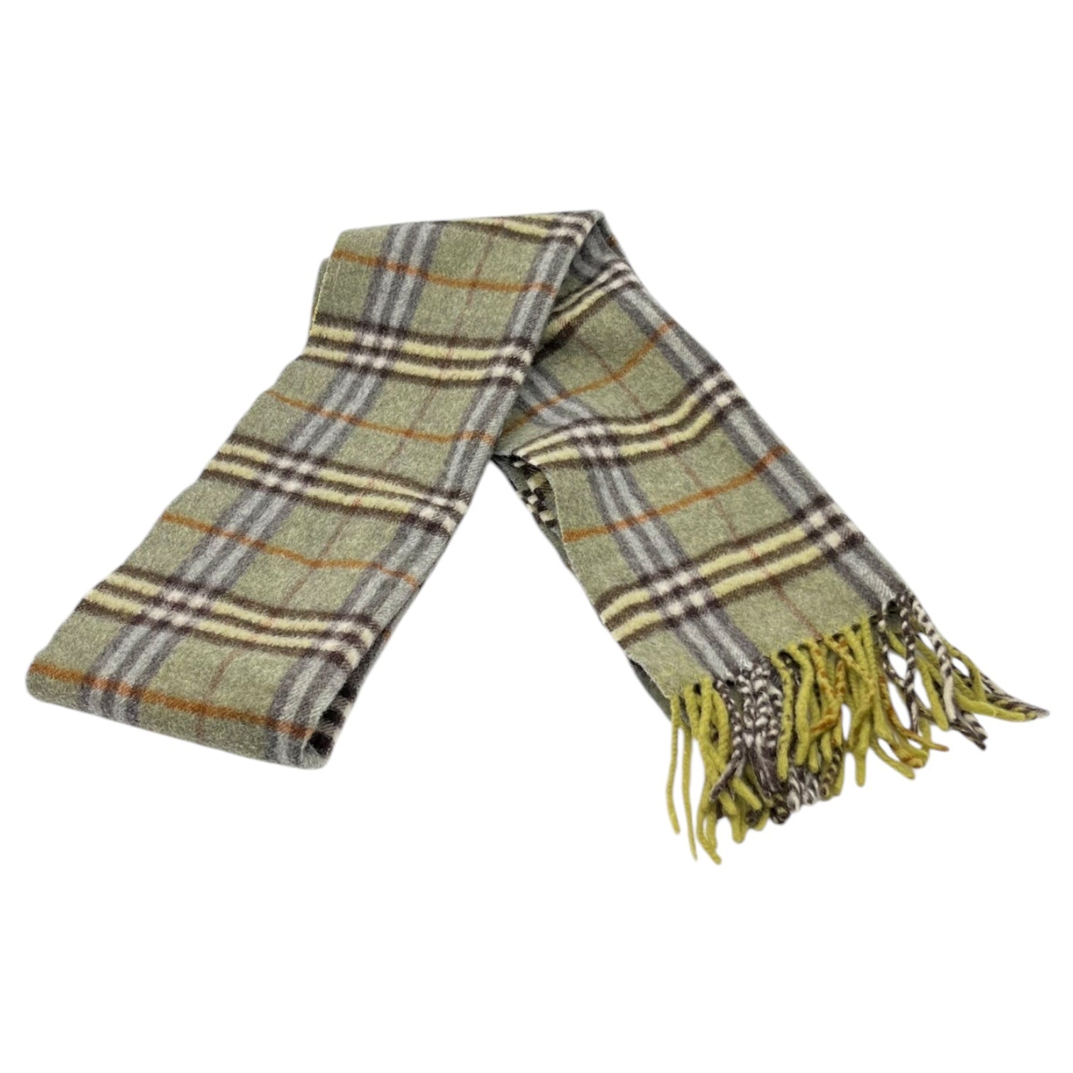 美品　BURBERRY バーバリー　グリーン　ノバチェック　ウール　マフラー BURBERRY（バーバリー） 美品 マフラー チェック柄 カシミヤ100