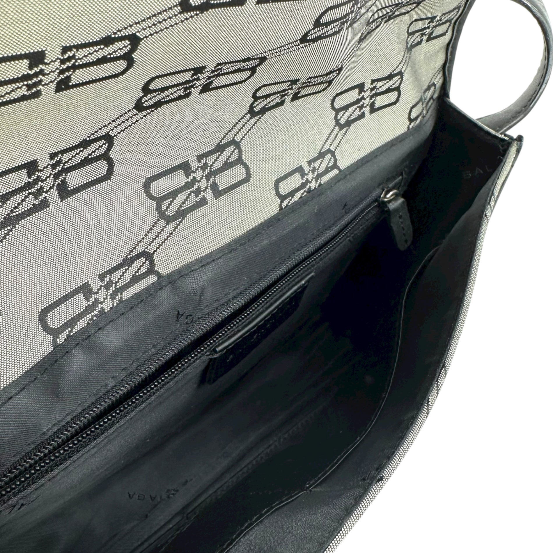 BALENCIAGA(バレンシアガ) BB All-Over Print Logo One-Shoulder Bag 総柄 ロゴ ワンショルダー バッグ グレー×ブラック ハンド 肩掛け ヴィンテージ