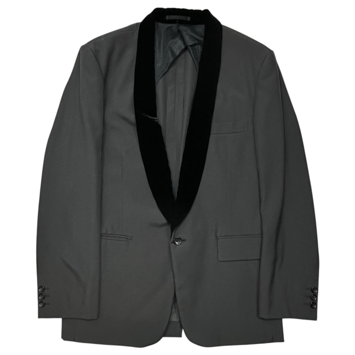 COMME des GARCONS HOMME PLUS(コムデギャルソンオムプリュス) 2005AW Mesh-Lined Striped Panel Velvet-Trimmed Tuxedo Jacket Pants Set 裏地メッシュ ストライプ切替 ベロアテープ タキシード ジャケット パンツ セットアップ スーツ JKT:PP-J060 BOTTOMS:PP-P046  M ブラック AD2005 裏返し着用可能 スポーツテーラリング期