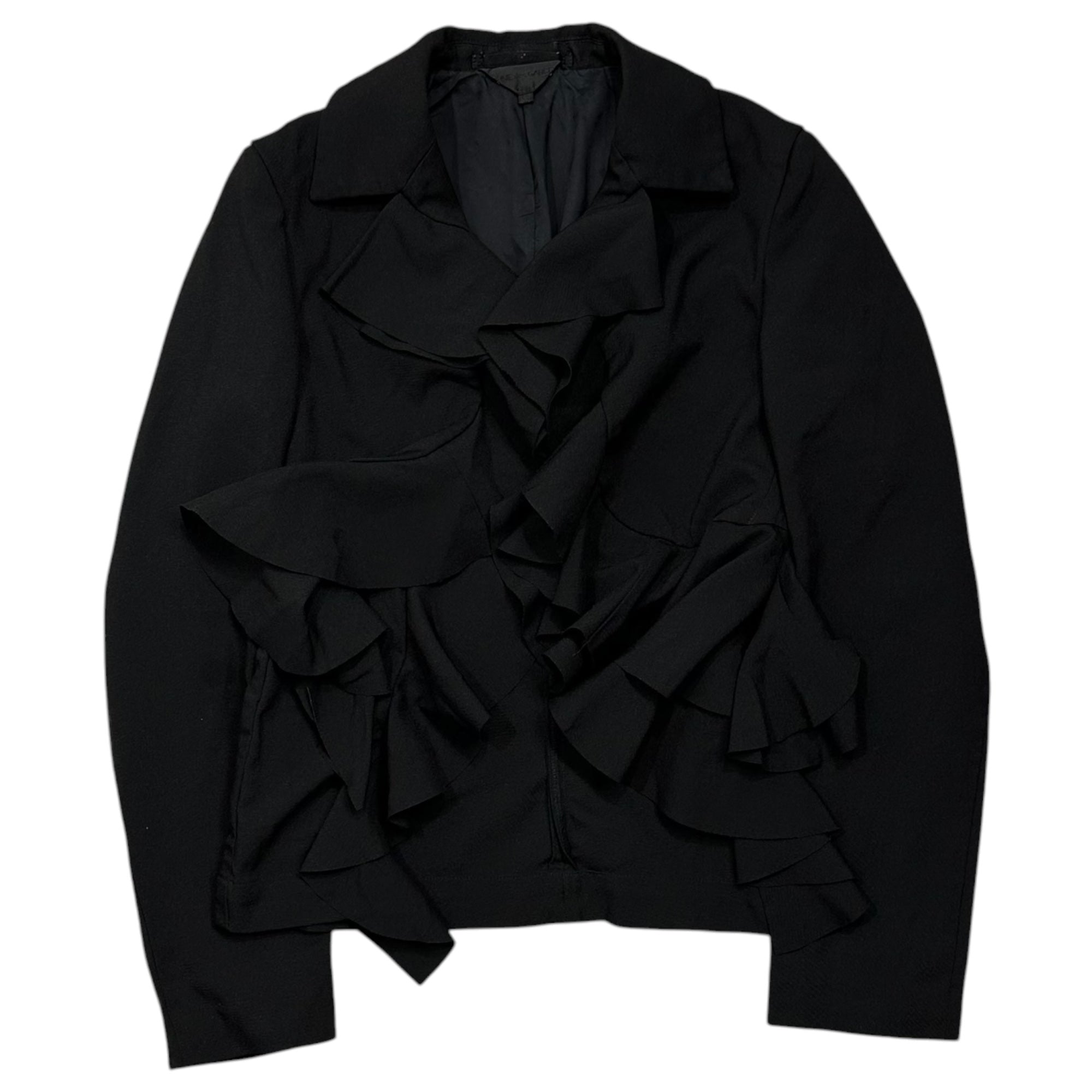 COMME des GARCONS(コムデギャルソン) 2008AW Ruffled Short-Length Buttonless Jacket フリル ショートレングス ボタンレス ジャケット GB-J057 SS ブラック AD2008